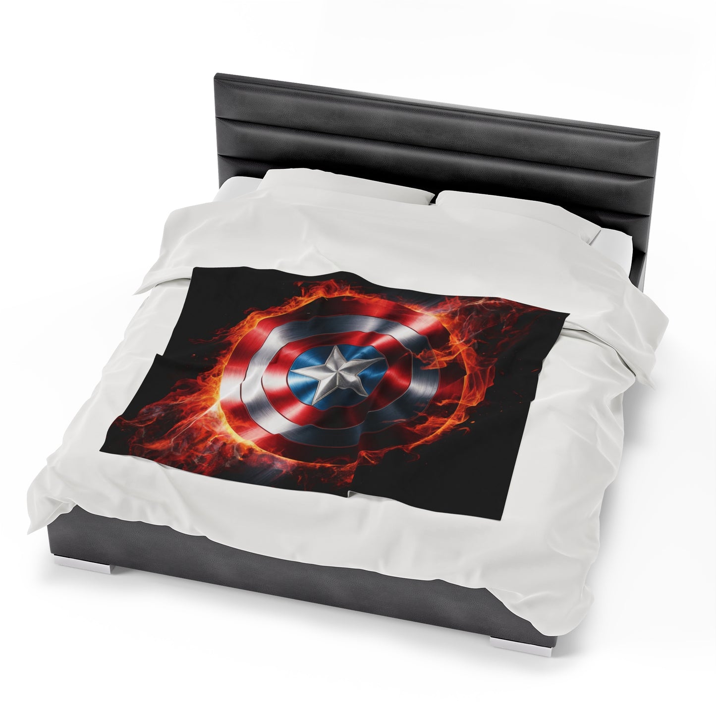 Plush Blanket Shield Flames Design