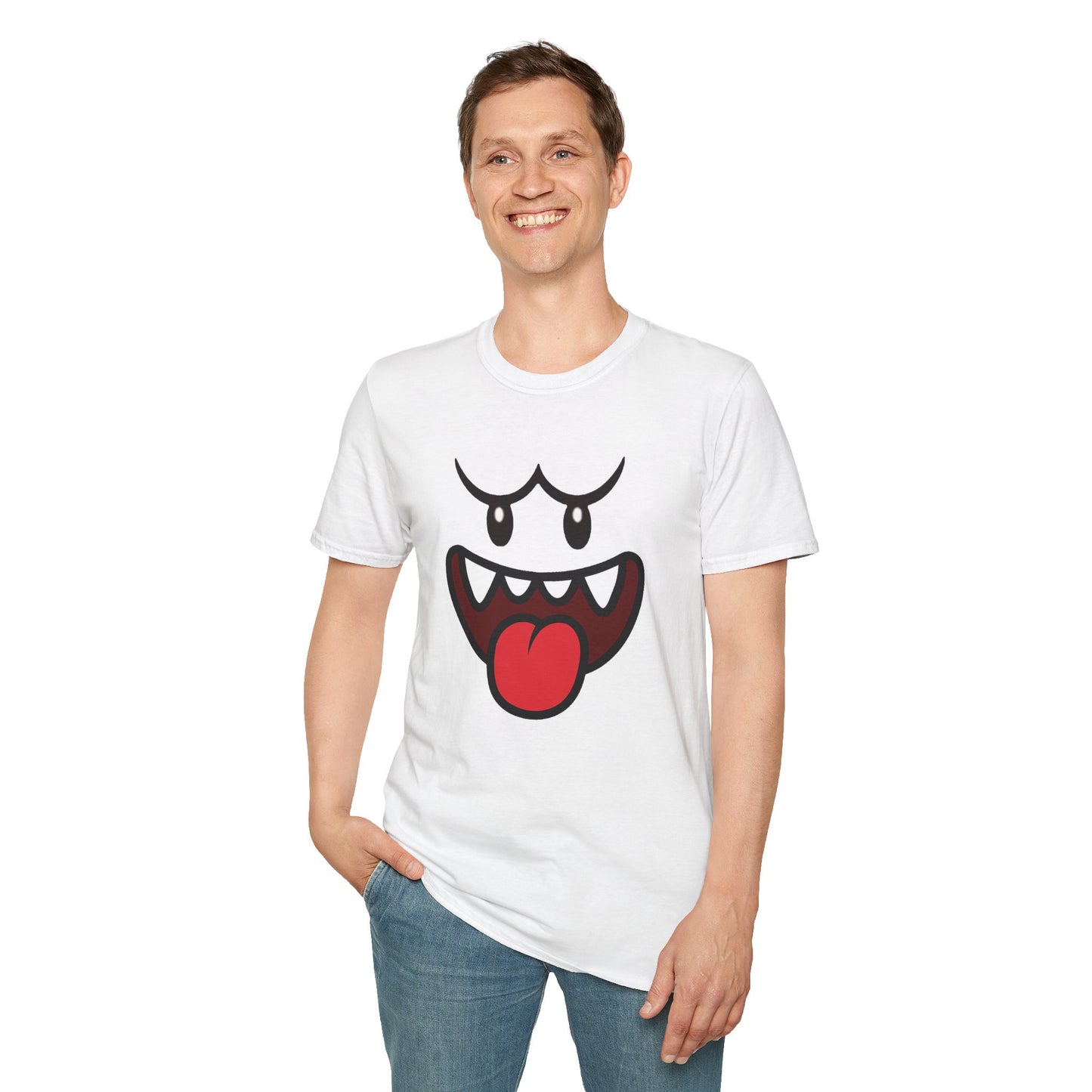 Ghost Face Graphic T-Shirt – Funny Spooky Cute Retro Halloween Tee, Y2K Nostalgia Bold Design, Soft Cotton, Fall Gift Shirt