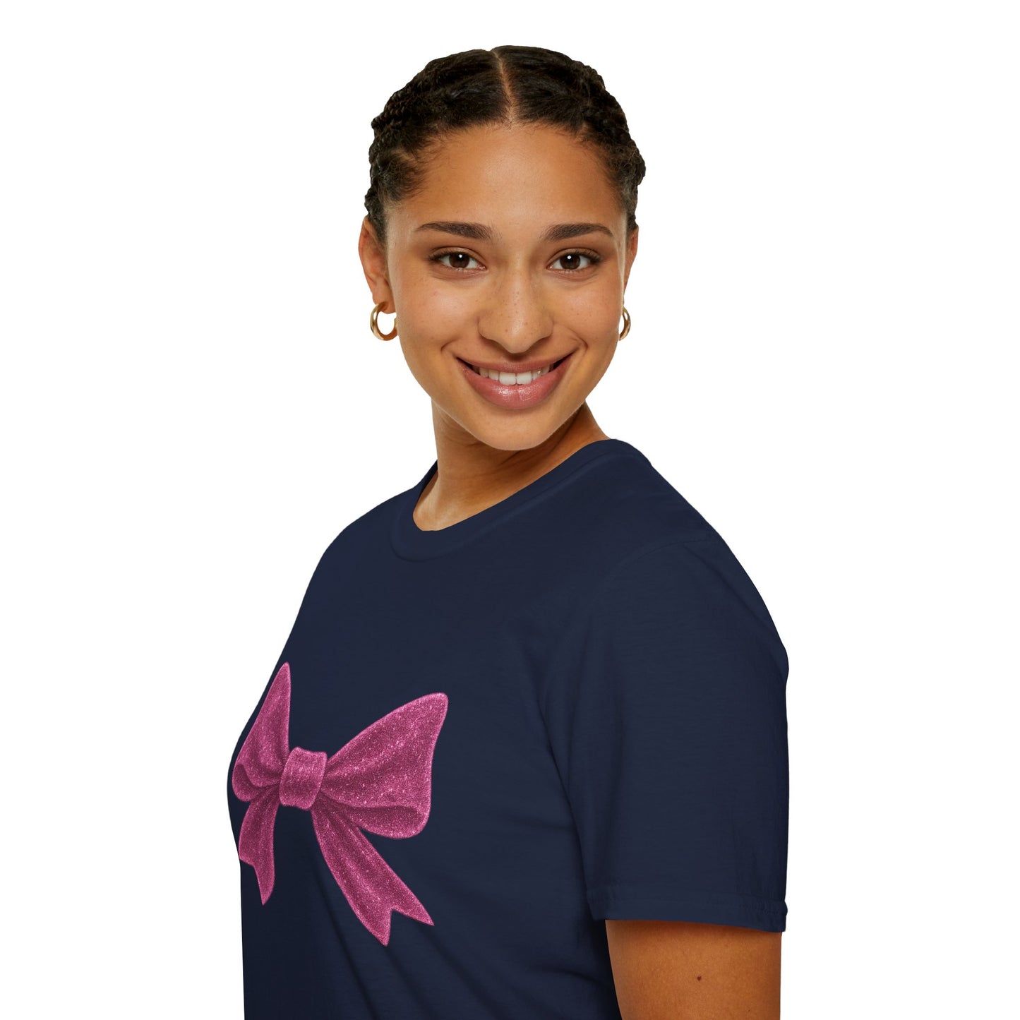 Feminine Pink Bow Graphic Tee | Coquette Bow T-Shirt | Sparkly Ribbon Shirt for Soft Girl Aesthetic | Gift for Her