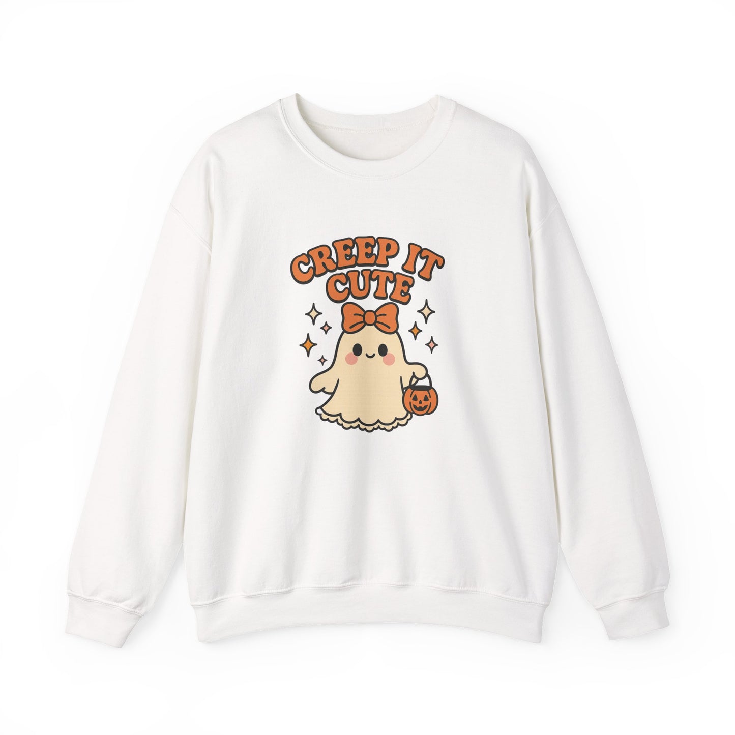 Cute Ghost Sweatshirt, Creep It Cute Crewneck, Spooky Halloween Pullover, Sweet Ghost Graphic Sweatshirt, Trick-Or-Treat Gift Top