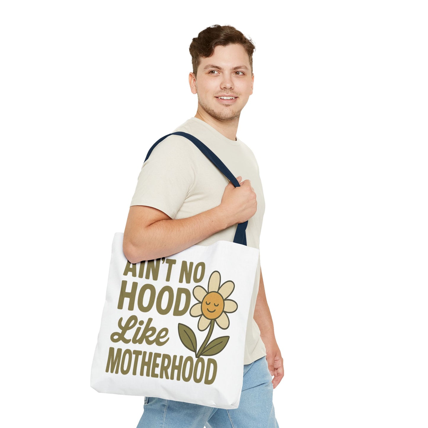 Motherhood Tote Bag with Flower Design Mother's Day Bag Tote for Mom Reusable Shopping Bag