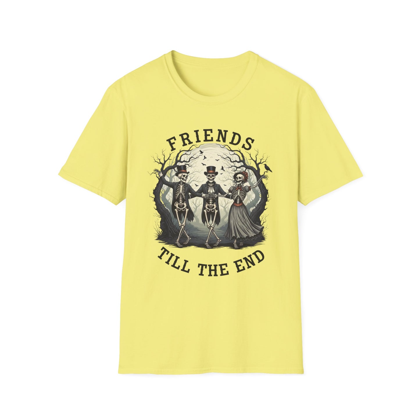Friends Till The End Skeleton Tee | Dancing Skeleton Friends Shirt | Halloween Gothic BFF Gift | Unisex Heather Grey Graphic T-Shirt