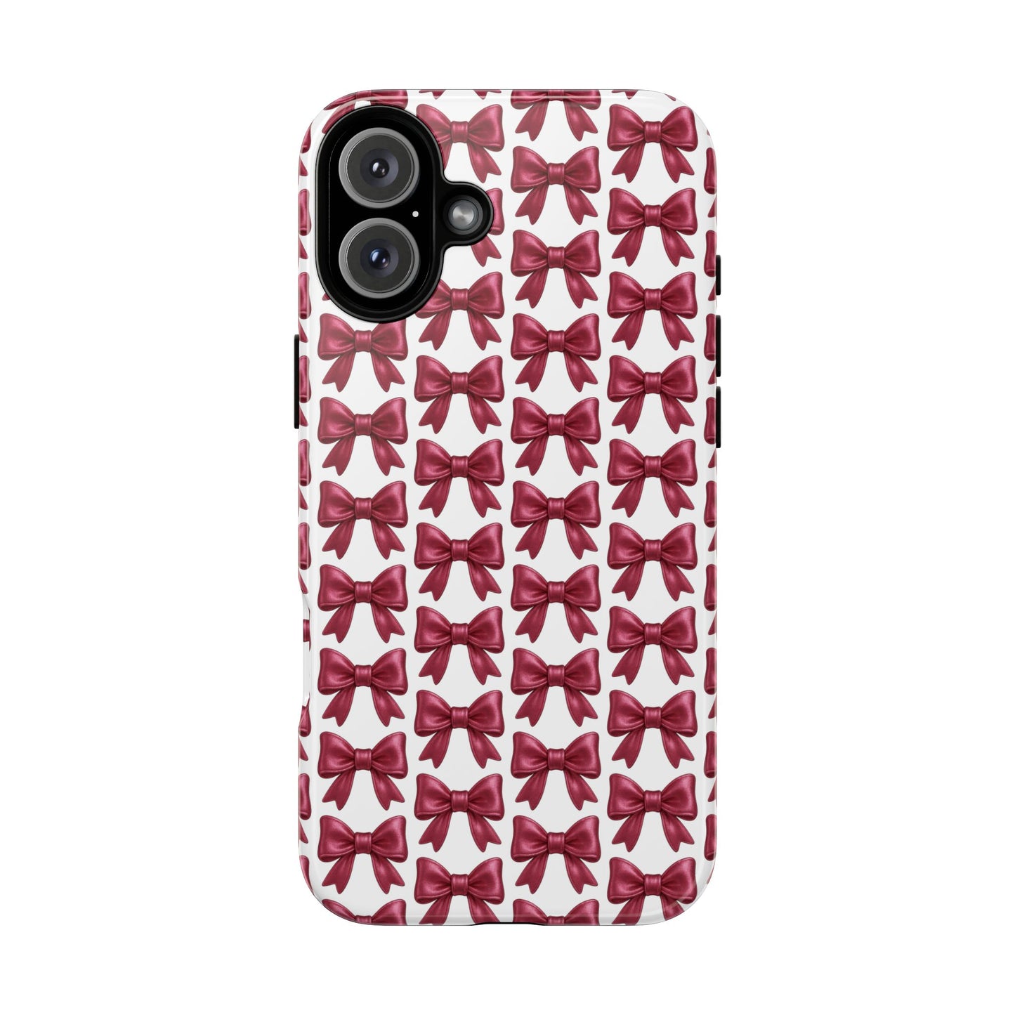 Coquette Bow iPhone Case - Burgundy Ribbon Pattern Phone Cover, Girly Aesthetic Accessory, Cute Gift for Her