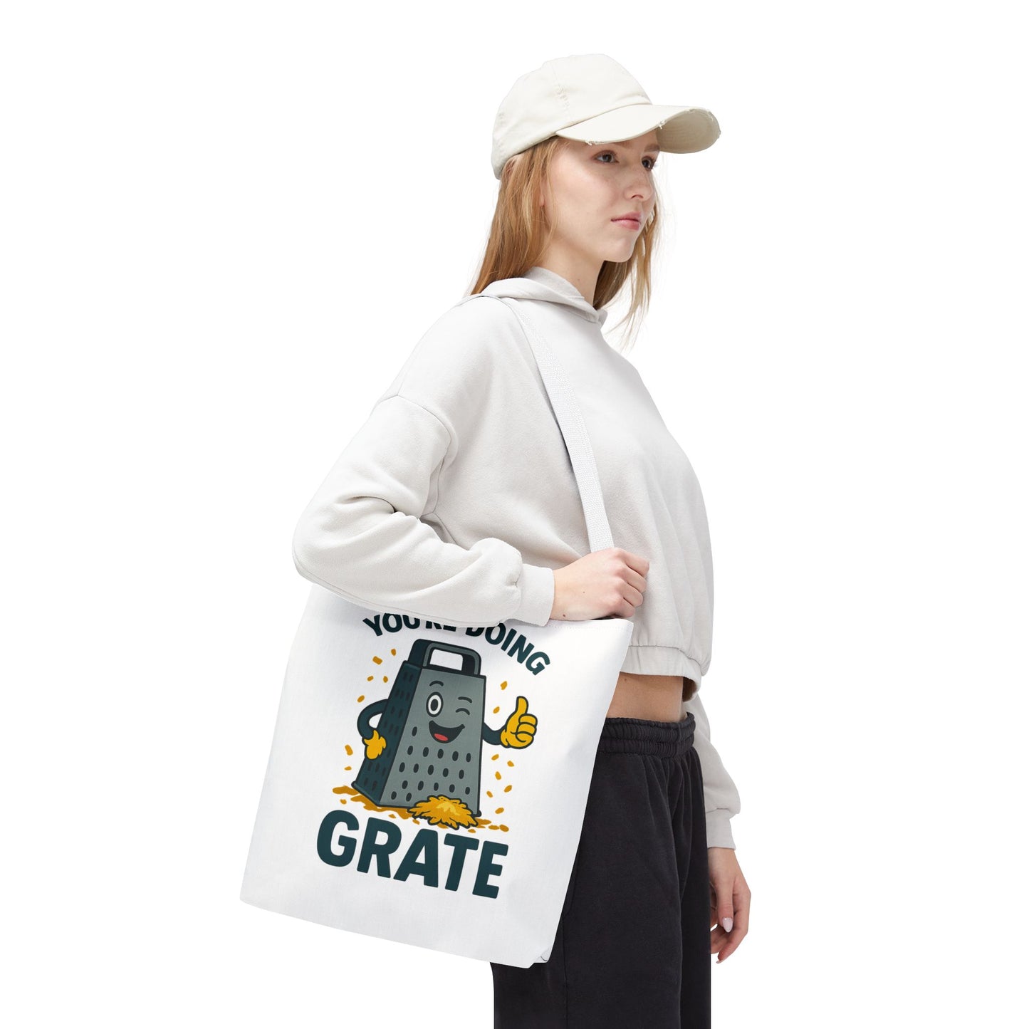 Funny Cheese Pun Tote Bag – “You’re Doing Grate” Grocery Bag | Cute Gift for Coworkers, Teachers, Food Lovers & Everyday Motivation