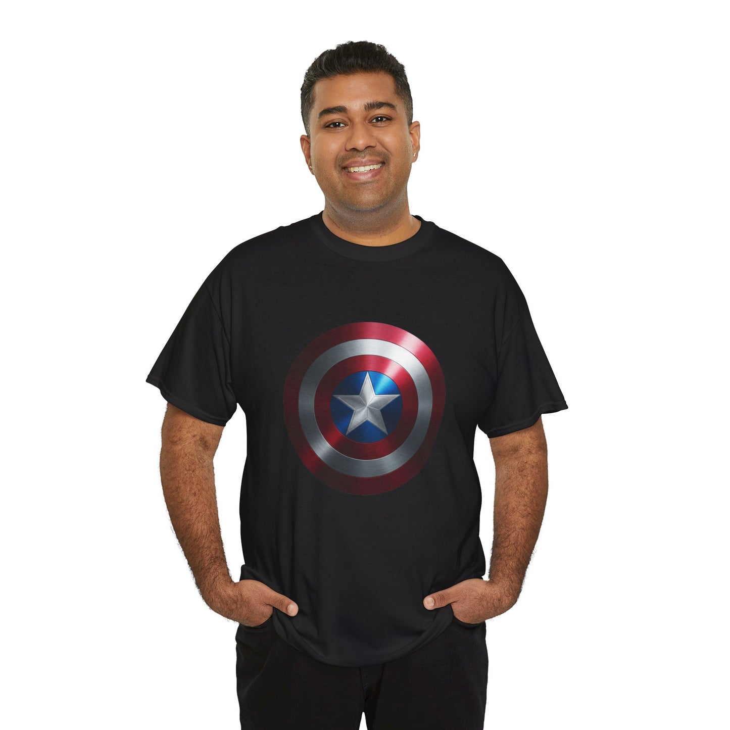 Patriotic Hero Shield Shirt – Star Emblem Graphic Tee – Super Soldier Gift – Comic Inspired Unisex Shirt – Cosplay Convention Top