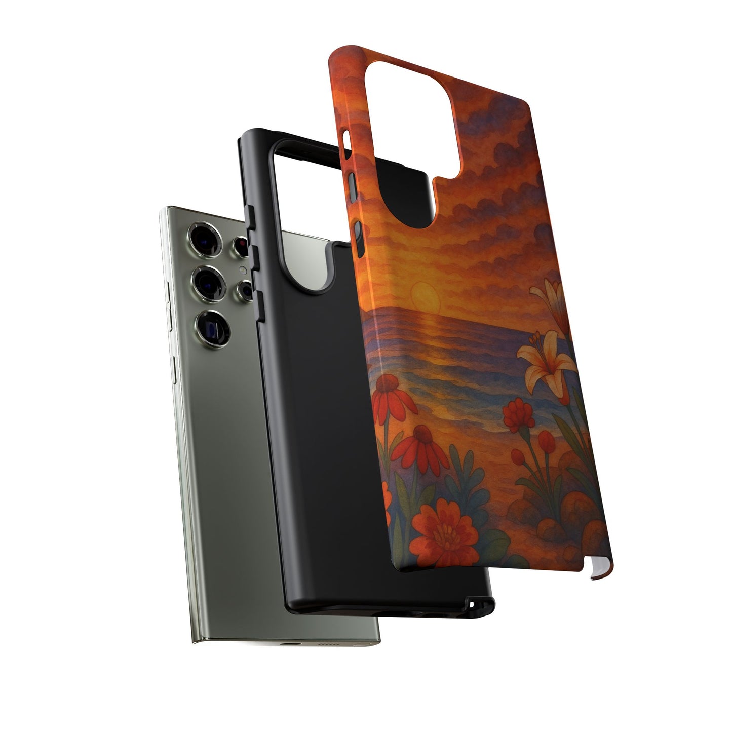 Samsung Case - Floral Ocean Sunset Watercolor Nautical Phone Case Beach Samsung Case Ocean Sunset Theme