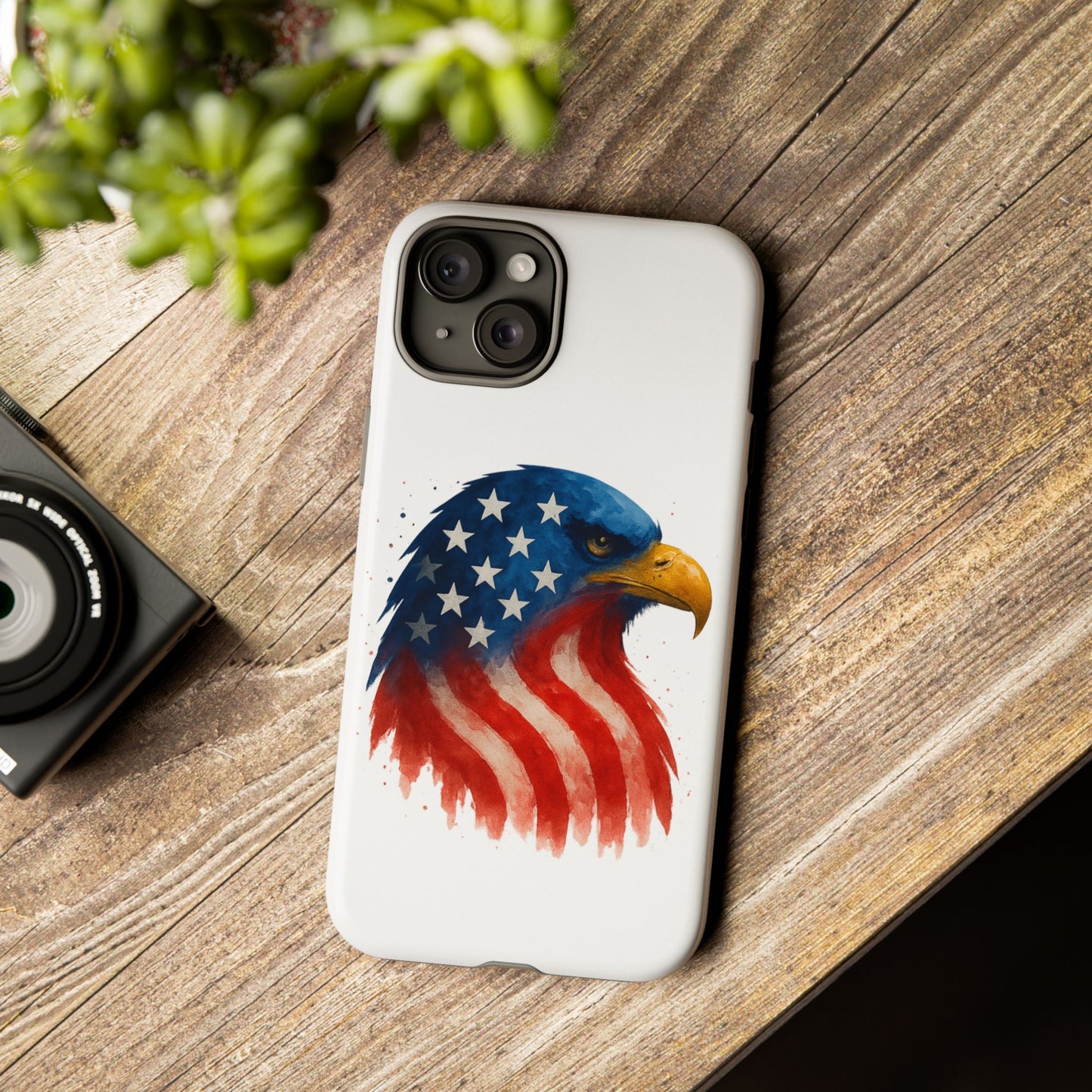 Patriotic Eagle iPhone Case - USA Flag Tough Cover, Dual-Layer Rugged Protection, 4th of July and Veteran Gift