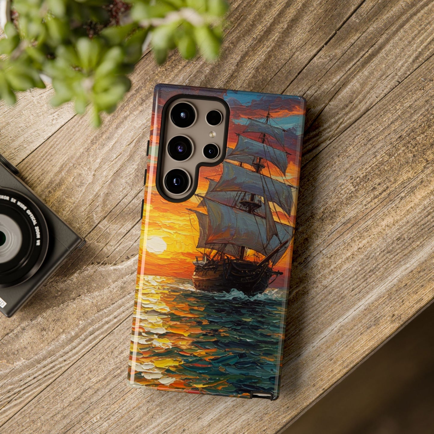 Samsung Galaxy Case - Ship Sailing at Sunset Design