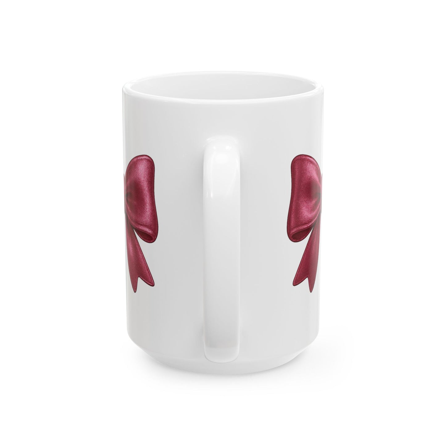 Pink Metallic Bow Mug - Cute Girly Coffee Cup | Glossy Ribbon Design | Gift for Her | Aesthetic Desk Mug | Feminine Ceramic Tea Mug