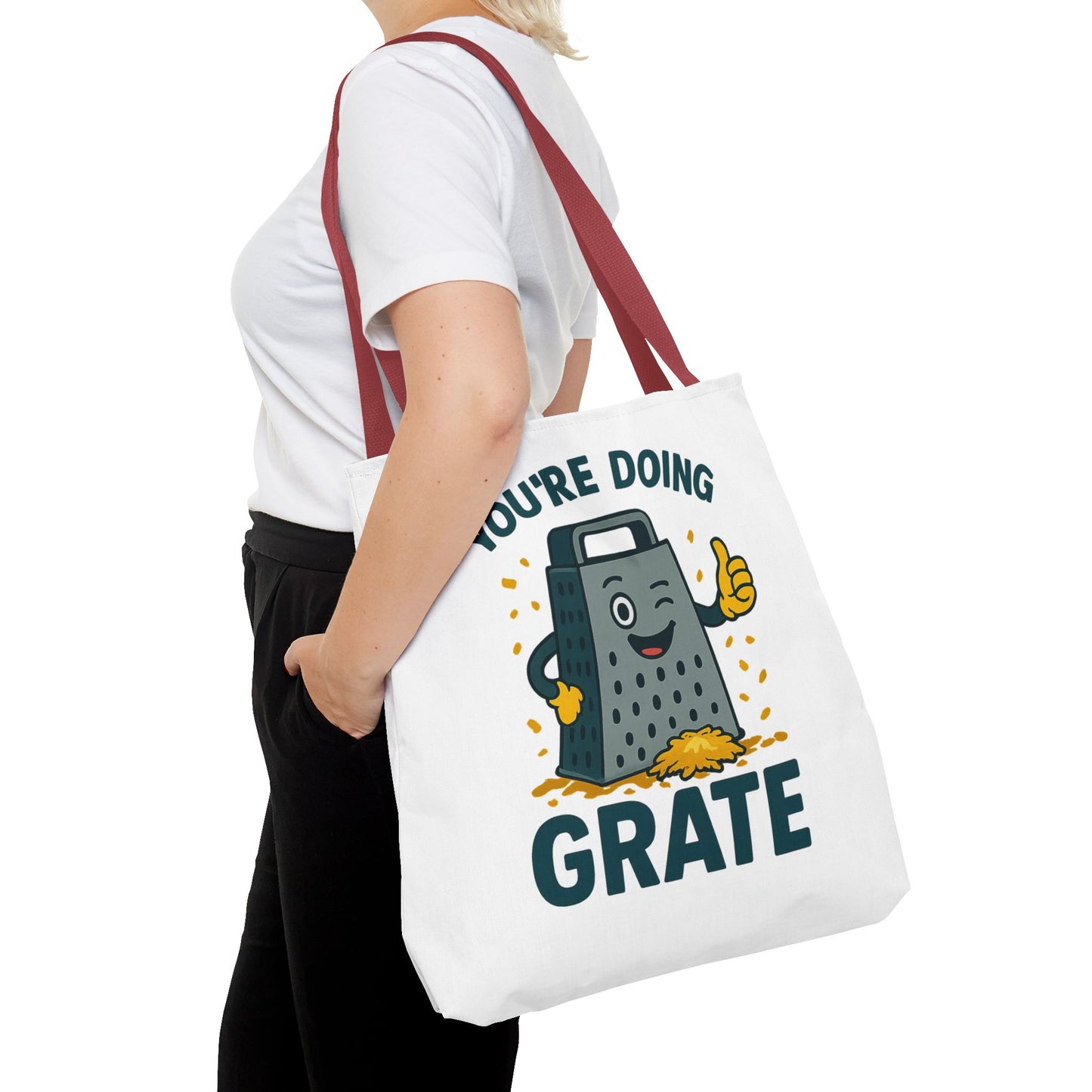 Funny Cheese Pun Tote Bag – “You’re Doing Grate” Grocery Bag | Cute Gift for Coworkers, Teachers, Food Lovers & Everyday Motivation