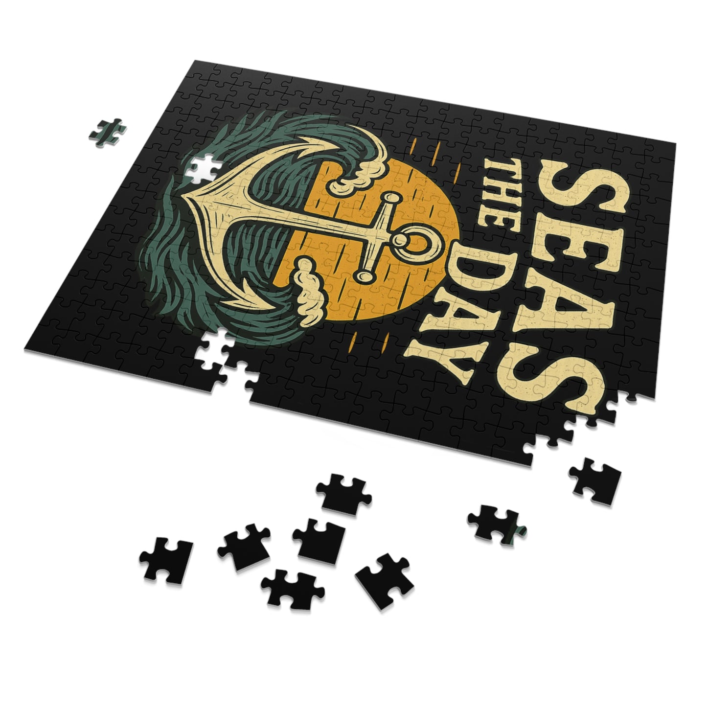 Seas the Day Puzzle – Nautical Jigsaw Puzzle with Anchor Design, Ocean Quote Gift for Puzzle Fans & Coastal Decor Lovers