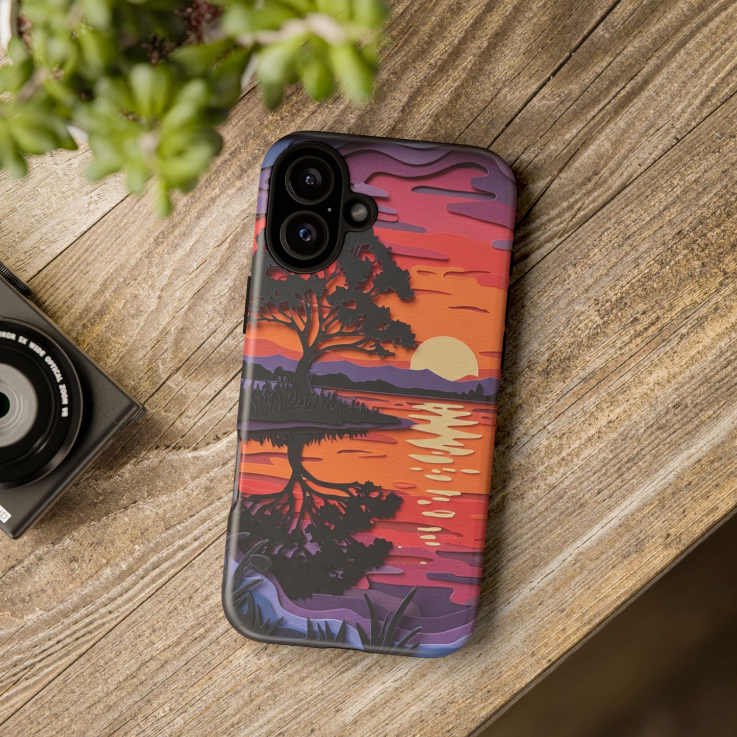 iPhone Case - Colorful Paper Art Sunset Design
