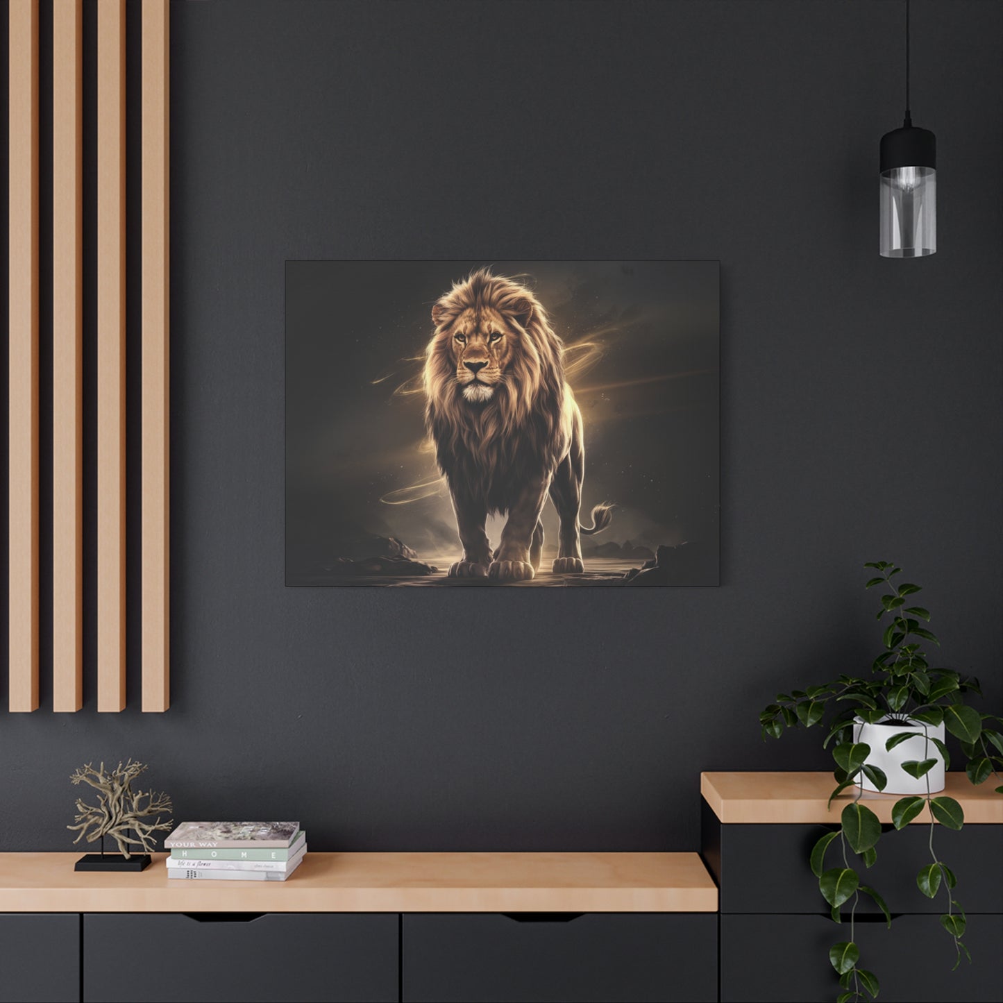 Canvas Print Lion Art Golden Hues