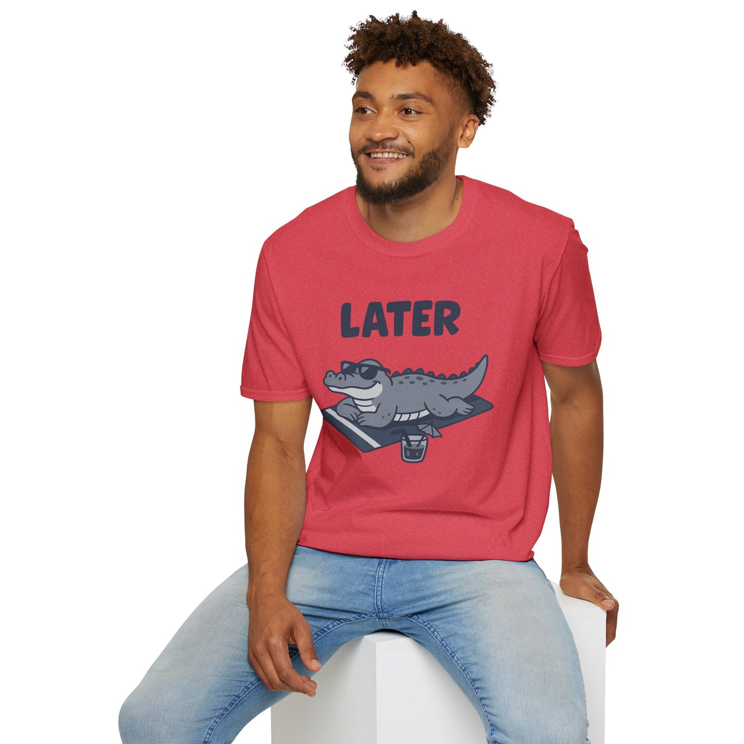 Later Gator Lounge Graphic Tee - Funny Alligator T-Shirt, Summer Vacation Humor, Cute Animal Tee, Relax Gift for Him and Her