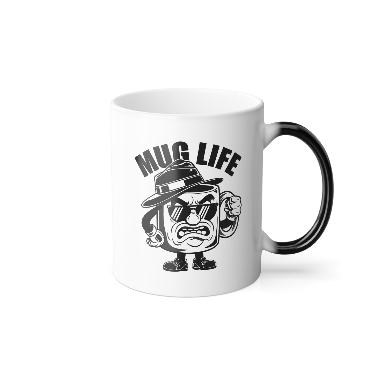 Mug Life Color Changing Mug – Funny Heat Reveal Coffee Cup, Hand Wash Only, Gangster Cartoon Design, Hilarious Gift for Coffee Lovers & Friends