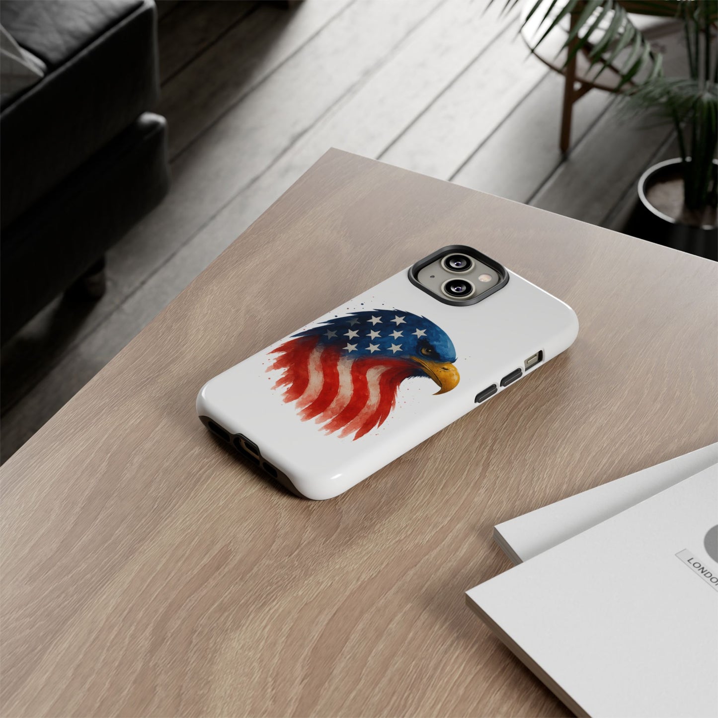 Patriotic Eagle iPhone Case - USA Flag Tough Cover, Dual-Layer Rugged Protection, 4th of July and Veteran Gift