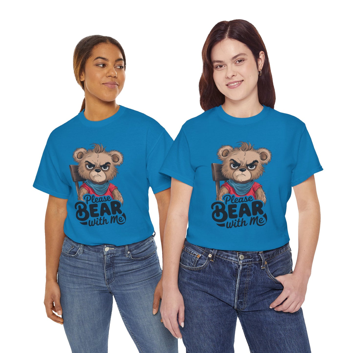 Grumpy Bear Graphic Tee – Please Bear With Me Shirt – Funny Animal T‑shirt – Sarcastic Humor Gift – Cute Bear Meme Art Tee