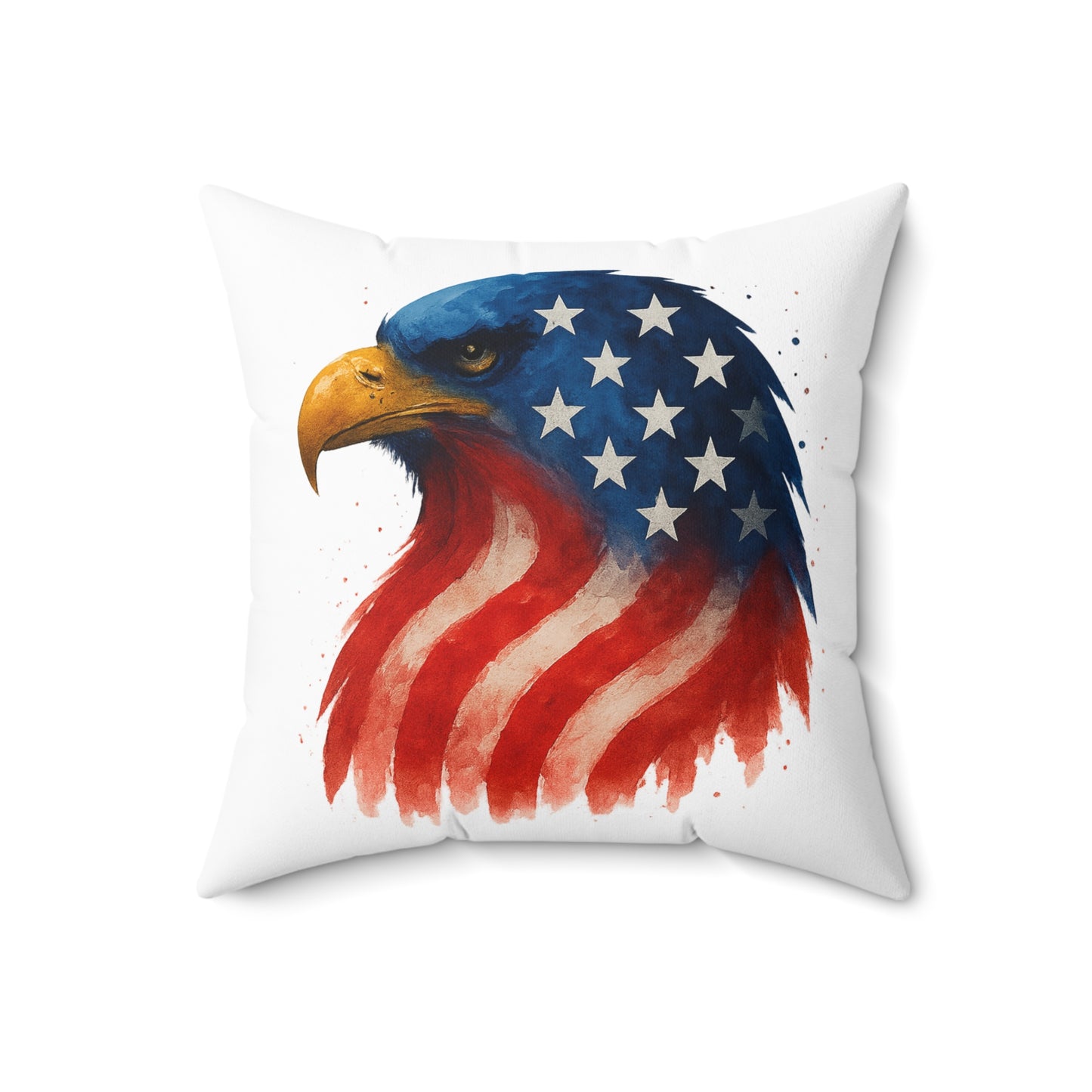 Patriotic Eagle Pillow - 100% Spun Polyester, Double-Sided, Cover and Insert, Hidden Zipper, Red White Blue, Fourth of July and Year-Round Decor