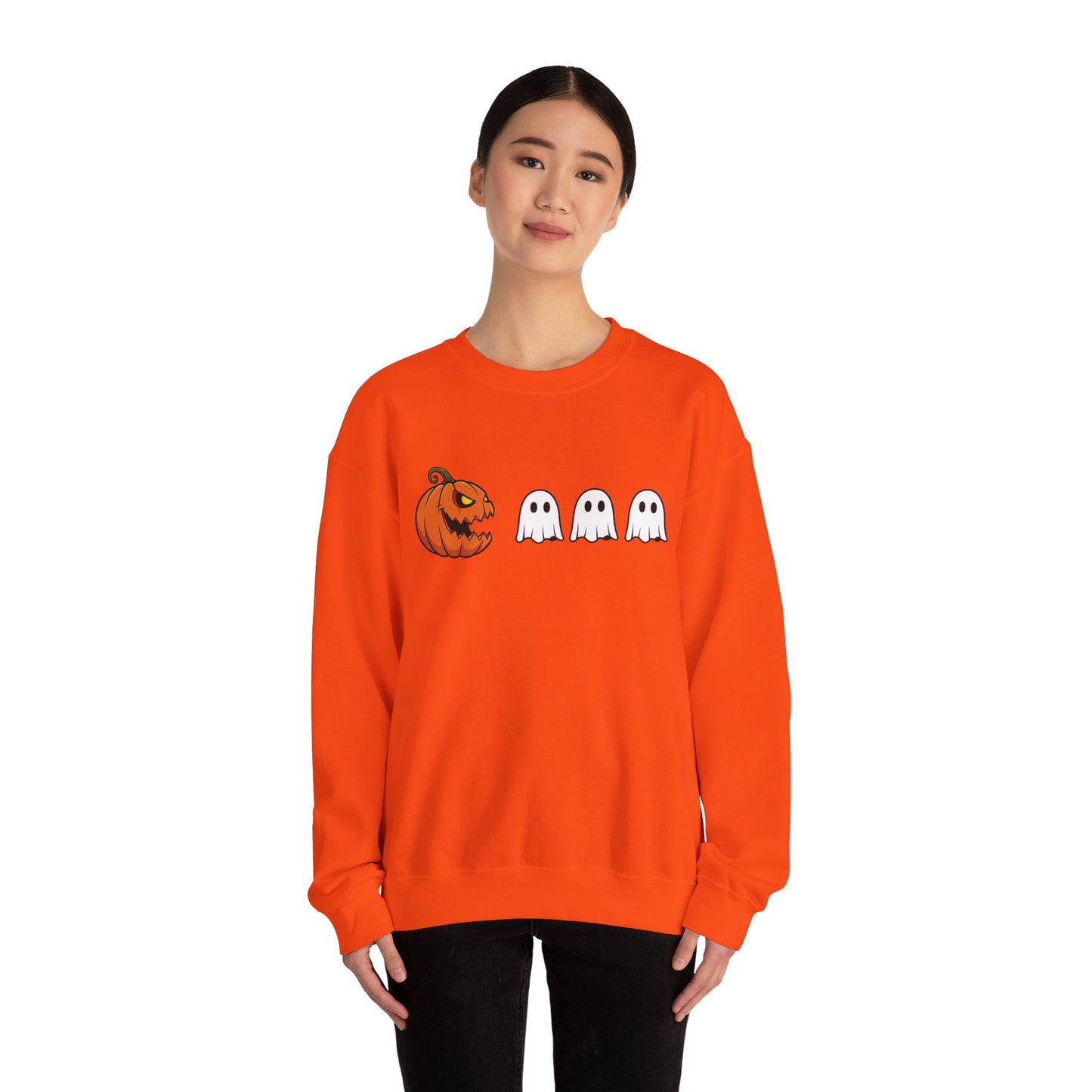 Pumpkin Ghost Sweatshirt, Funny Halloween Crewneck, Spooky Ghost Sweater, Cute Pumpkin Sweatshirt, Fall Outfit, Scary Face Sweatshirt