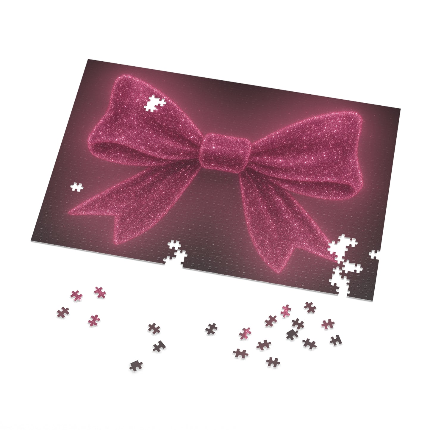 Puzzle with Sparkling Pink Bow Boho Game Pink Bow Decor Feminine Game Night