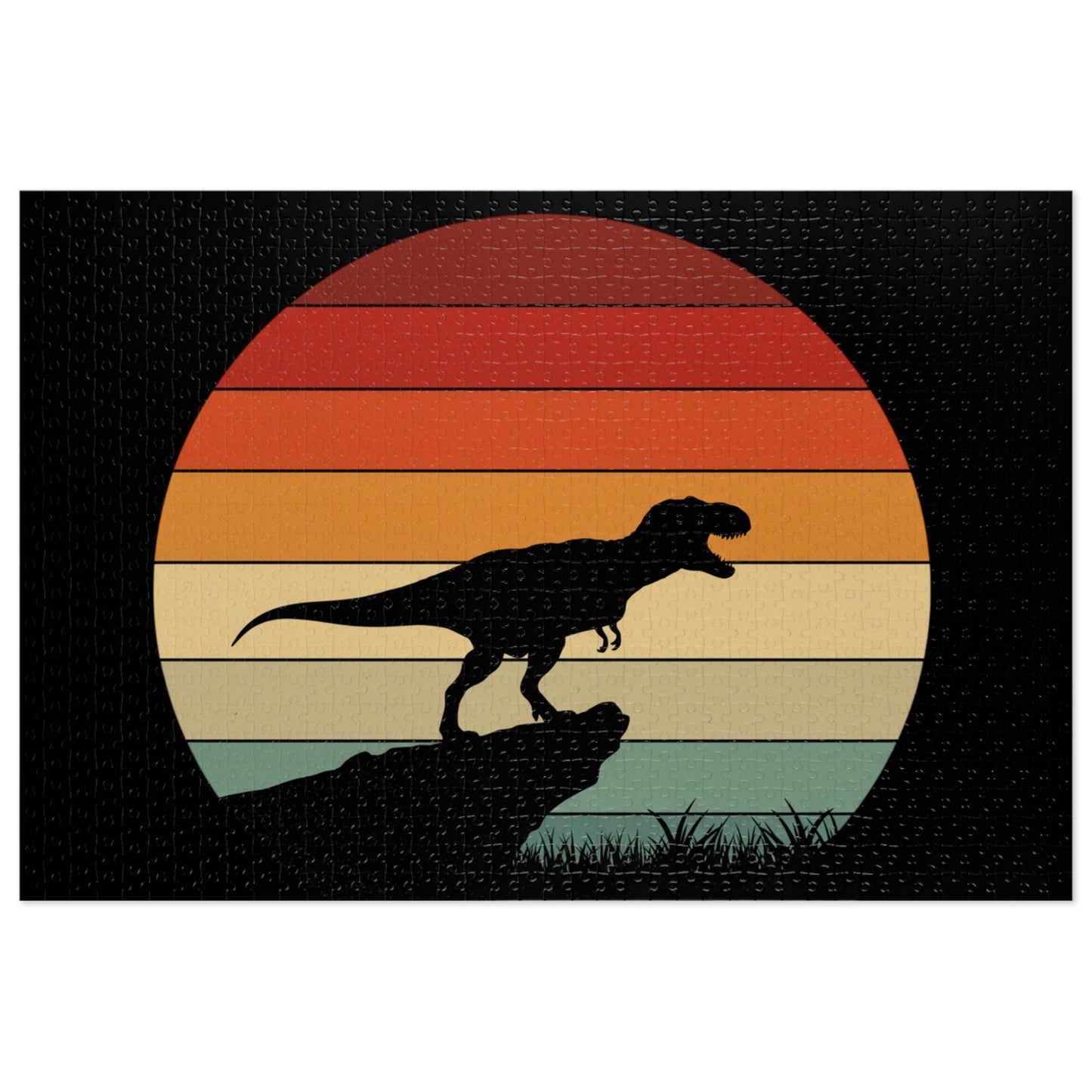 Retro Dinosaur Sunset Jigsaw Puzzle - 252-2000 pc Vintage Dino Wall Art Puzzle Gift for Adults and Kids - Unique Jurassic Game