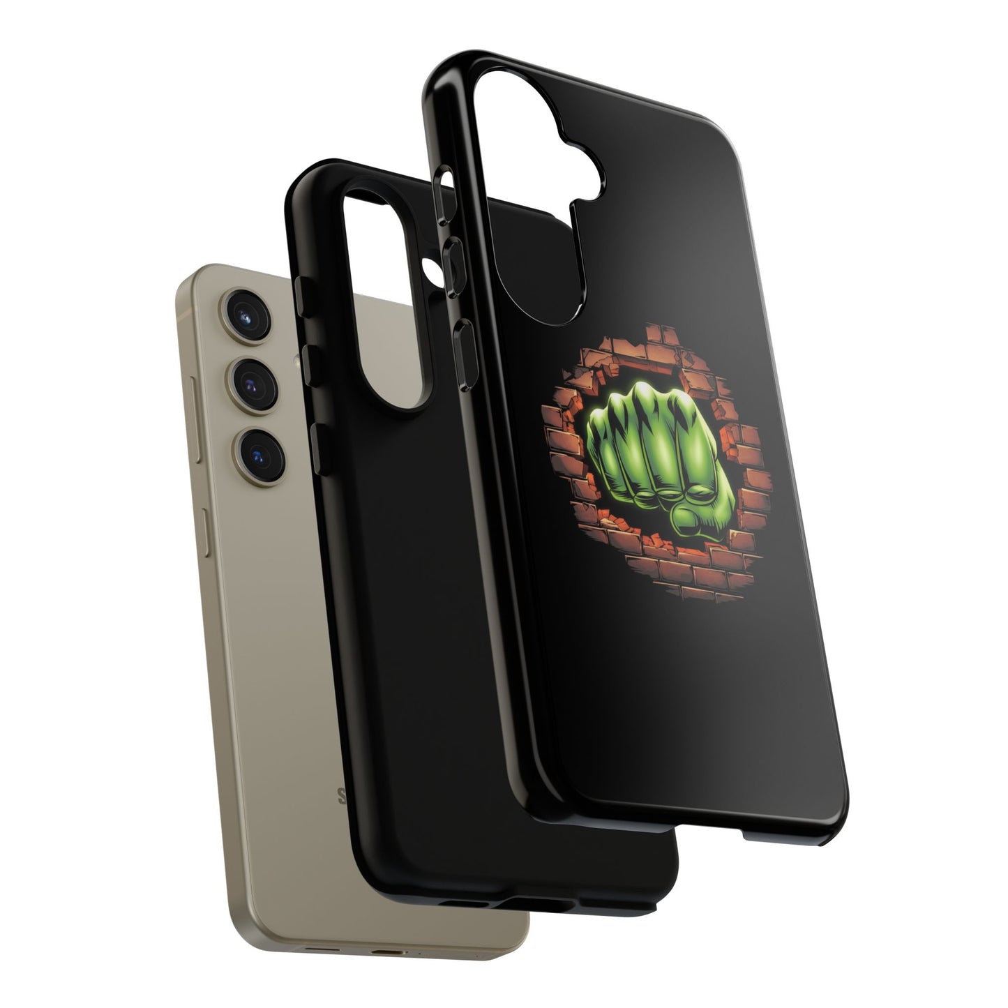 Samsung Phone Case, Green Fist Smashing Wall Design, Comic Book Phone Case, Geeky Case