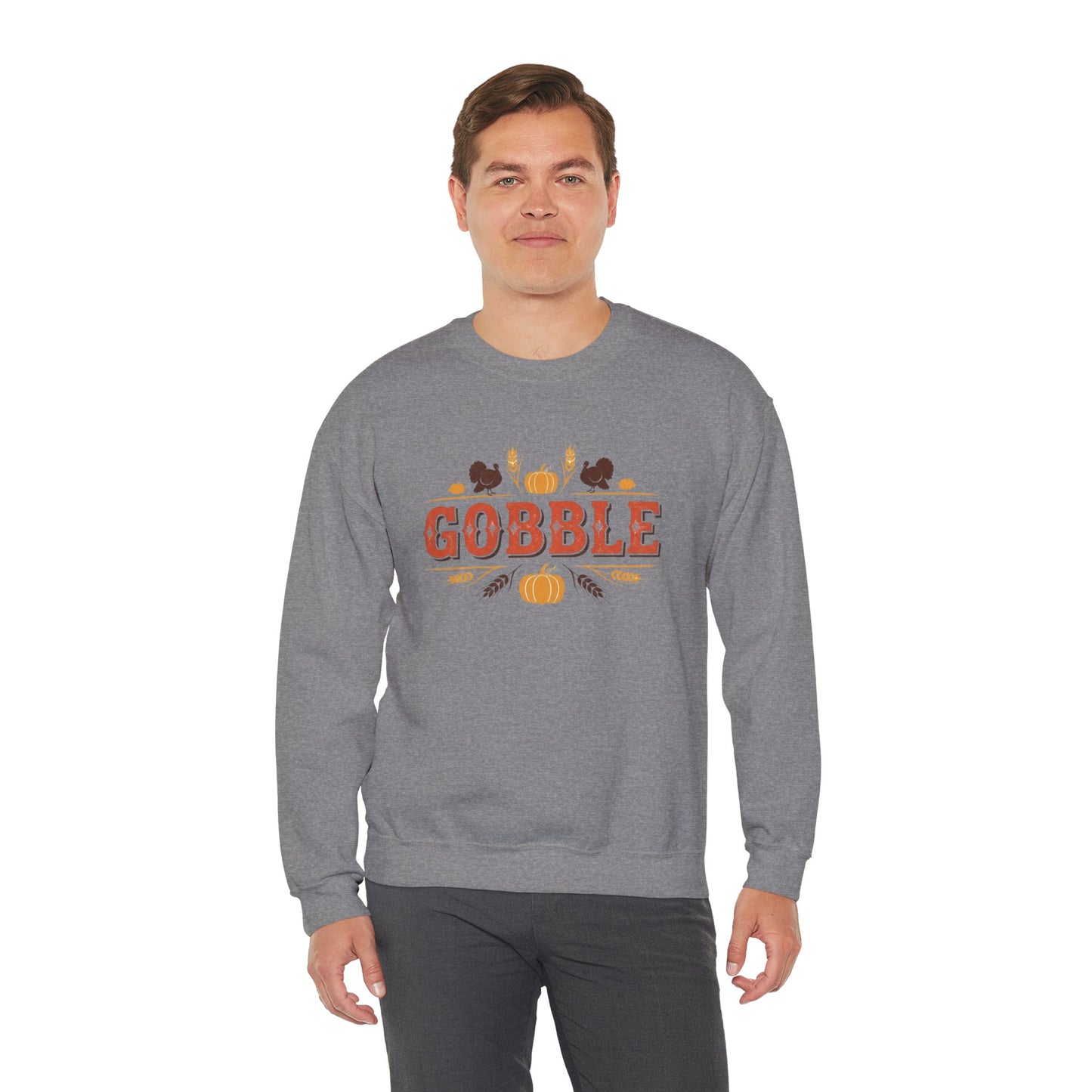 Gobble Thanksgiving Sweatshirt, Fall Pumpkin Turkey Shirt, Cozy Autumn Crewneck, Cute Gobble Pullover, Thanksgiving Dinner Outfit