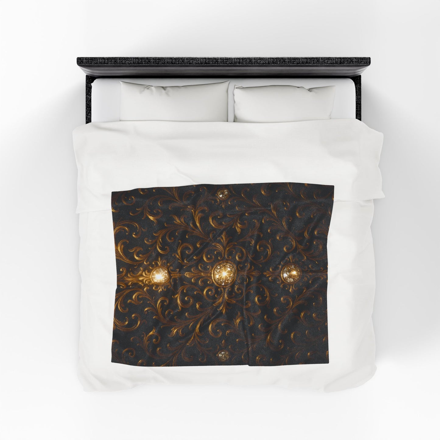 Luxury Black Gold Blanket Baroque Style Throw Gothic Glam Bedding Decor Elegant Soft Plush Blanket Celestial Star Blanket Gift
