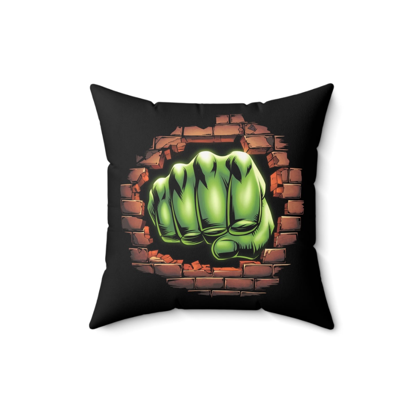 Square Pillow Green Fist Smash Design Comic Book Pillow Geeky Decor Comic Throw Home Decor