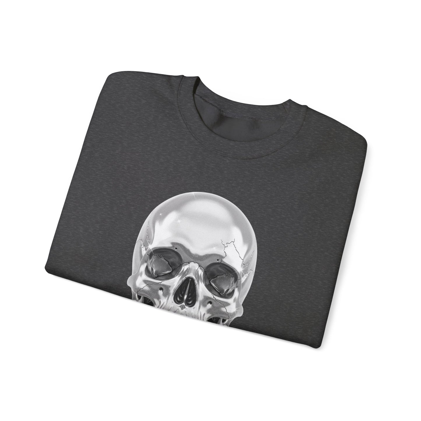 Silver Skull Sweatshirt, Gothic Skull Crewneck, Retro Skull Sweatshirt, Vintage Skull Graphic, Halloween Rock Pullover