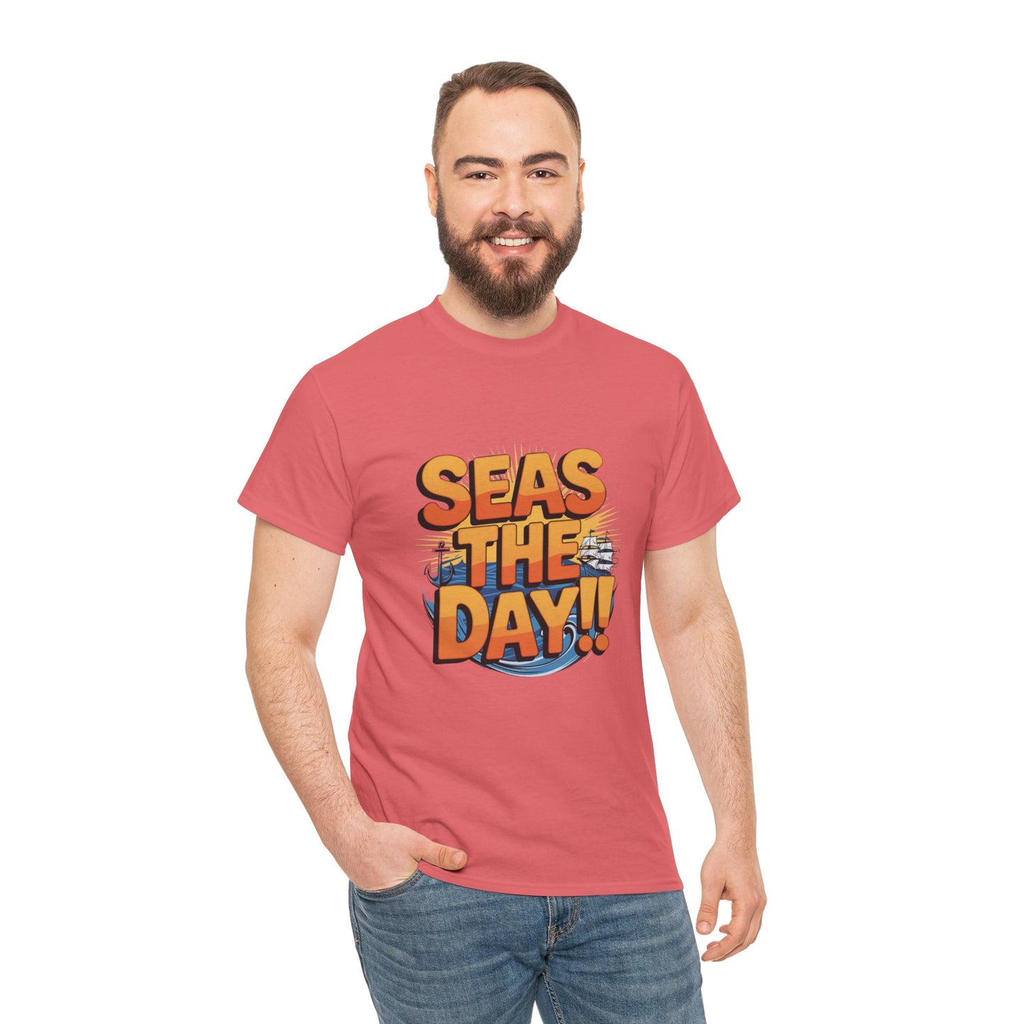 Seas The Day!! Tee • Ocean Pun Graphic Shirt • Comfort Colors Unisex Beachy Vibes • Nautical Aesthetic • Gift for Sea Lovers & Summer Vacays