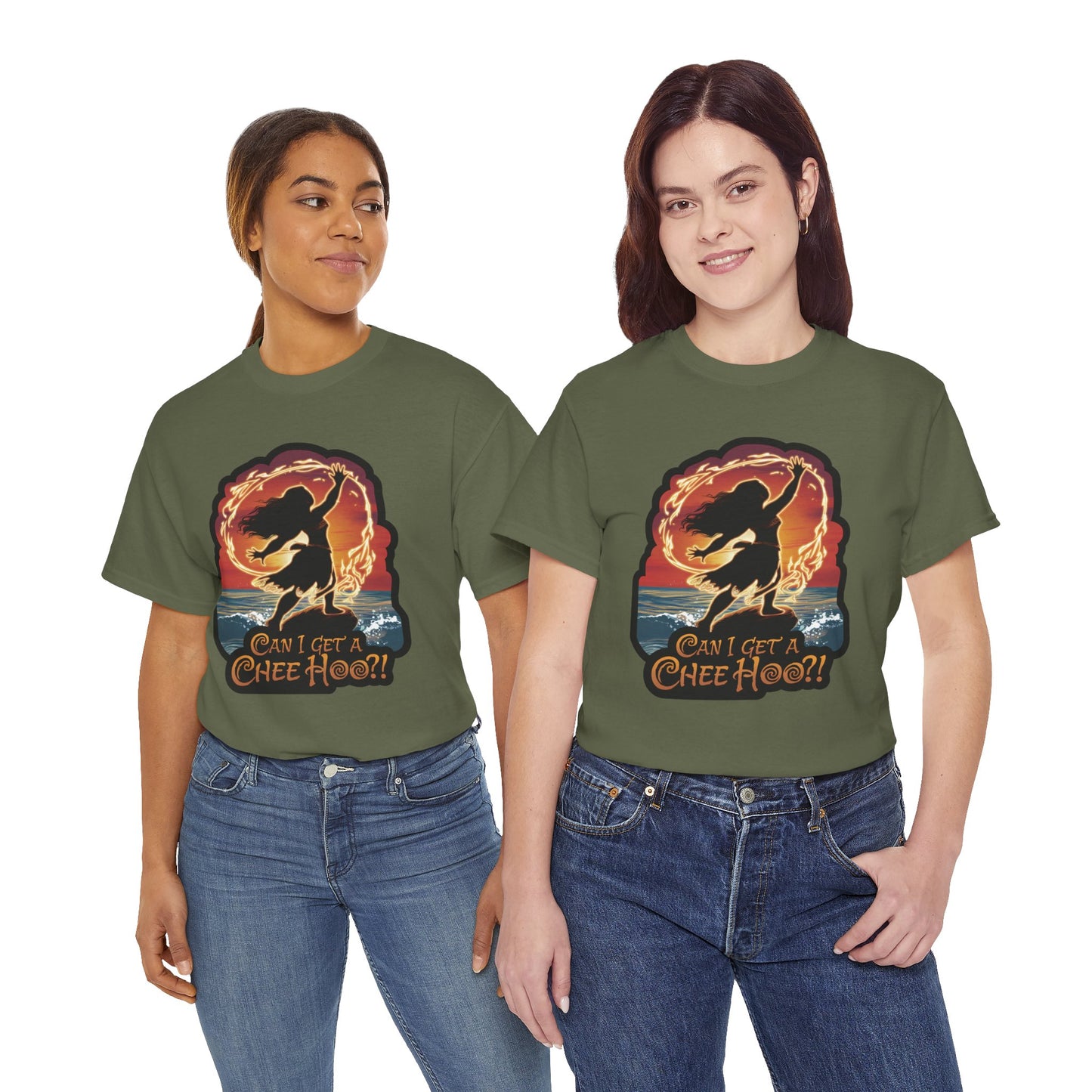 Can I Get a Chee Hoo Shirt – Hawaiian Island Vibes Tee – Hula Dancer Sunset Graphic T-Shirt – Polynesian Luau Party Unisex Top