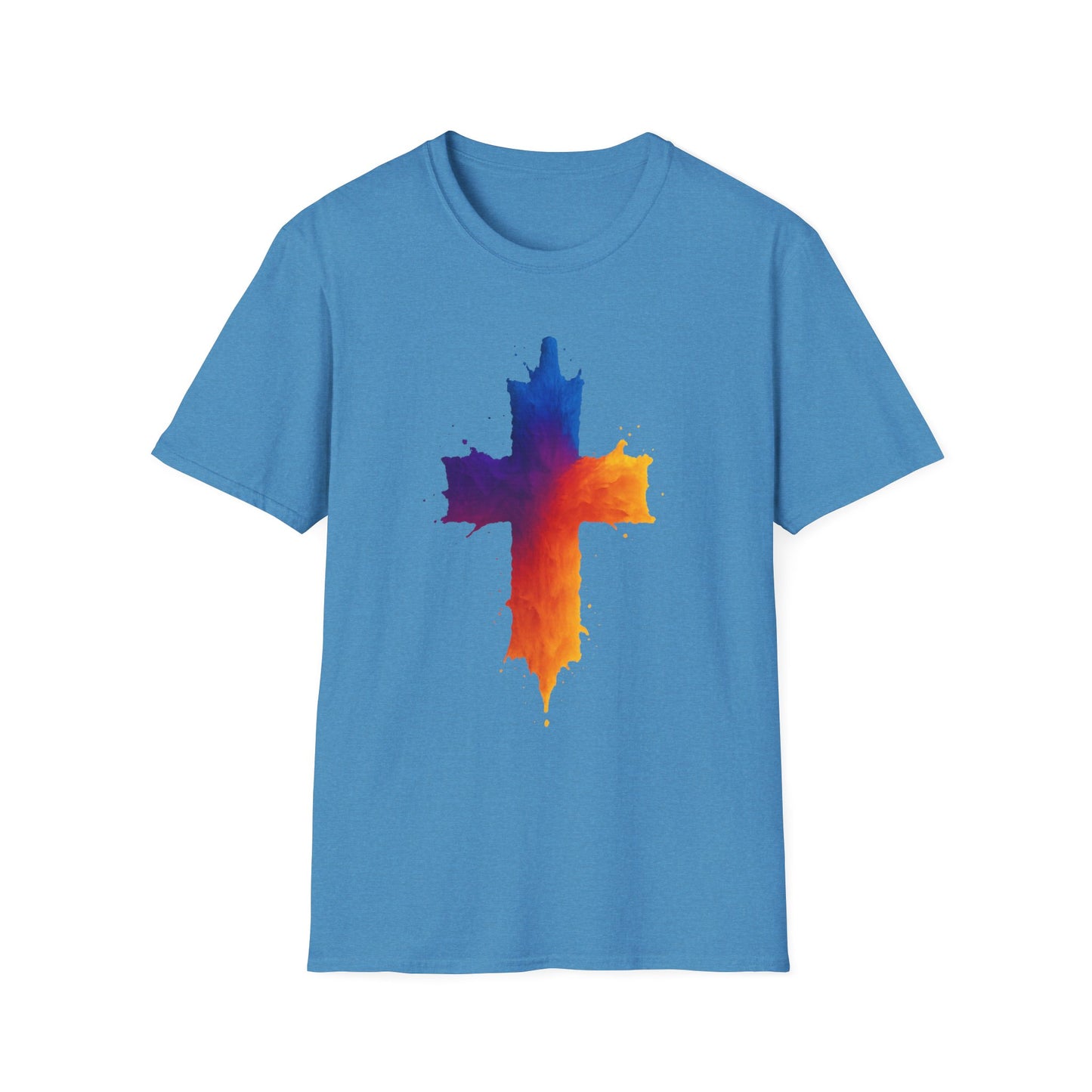 Colorful Abstract Cross T‑Shirt | Bold Grunge Paint Splatter Christian Tee | Unique Vibrant Gift | Inspirational Faith Graphic Shirt