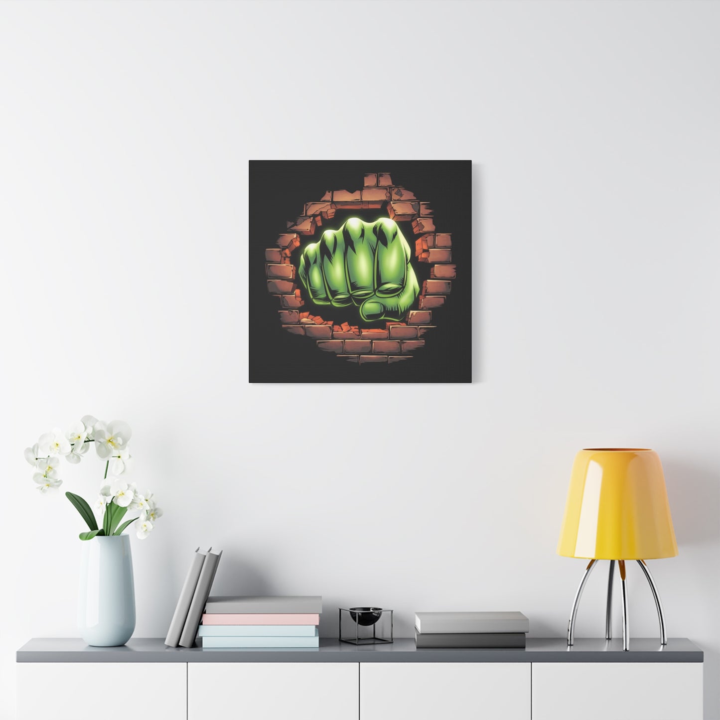 Wall Canvas Green Fist Smashing Design, Wall Art, Comic Canvas
