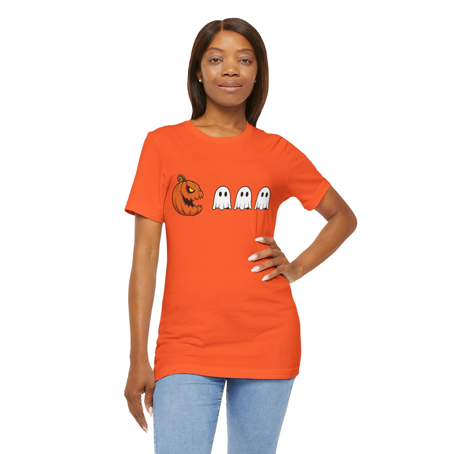 Pumpkin Pac-Man Shirt, Halloween Arcade Tee, Pumpkin Chase Ghosts Tee, Retro Gaming Halloween, Spooky Season Shirt, Vintage Game Pumpkin Top
