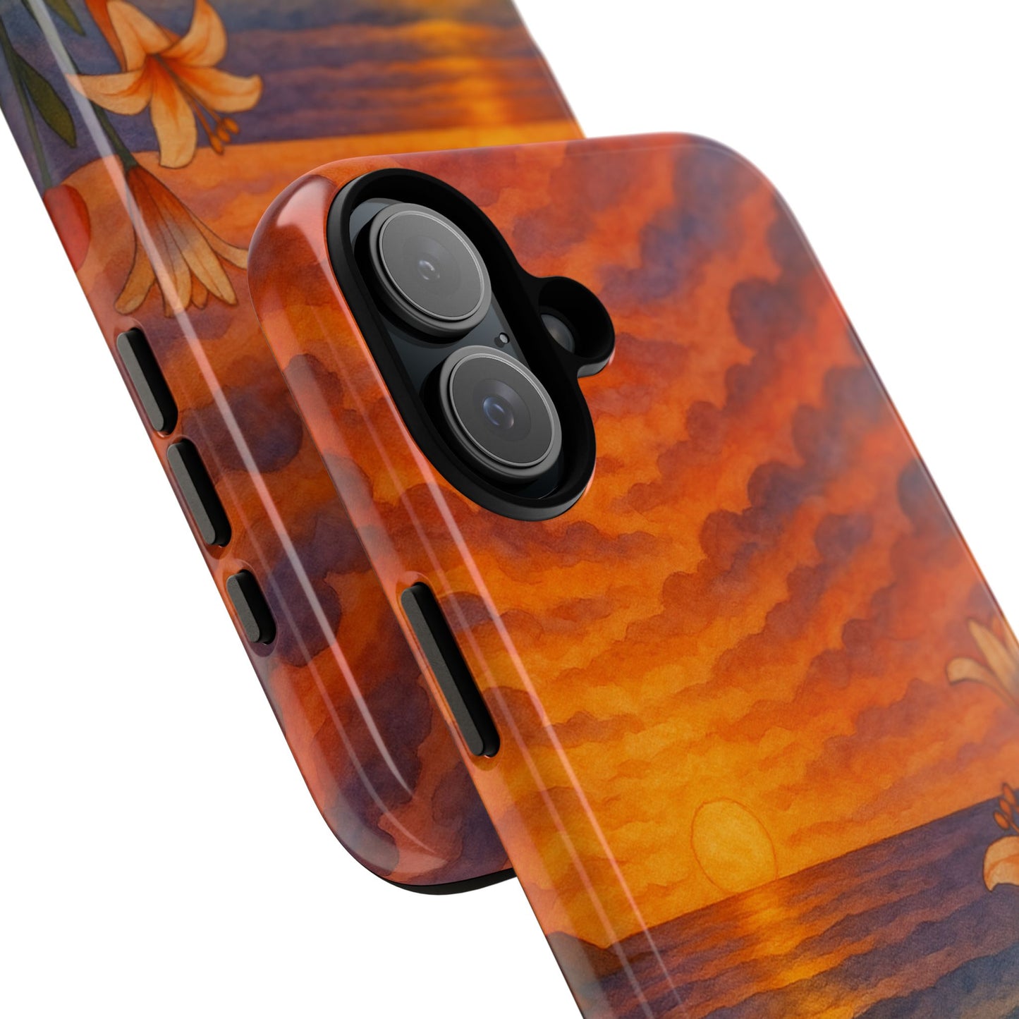 iPhone Case - Floral Ocean Sunset Watercolor Tough Case Nautical Phone Case Beach iPhone Case Ocean Sunset Theme