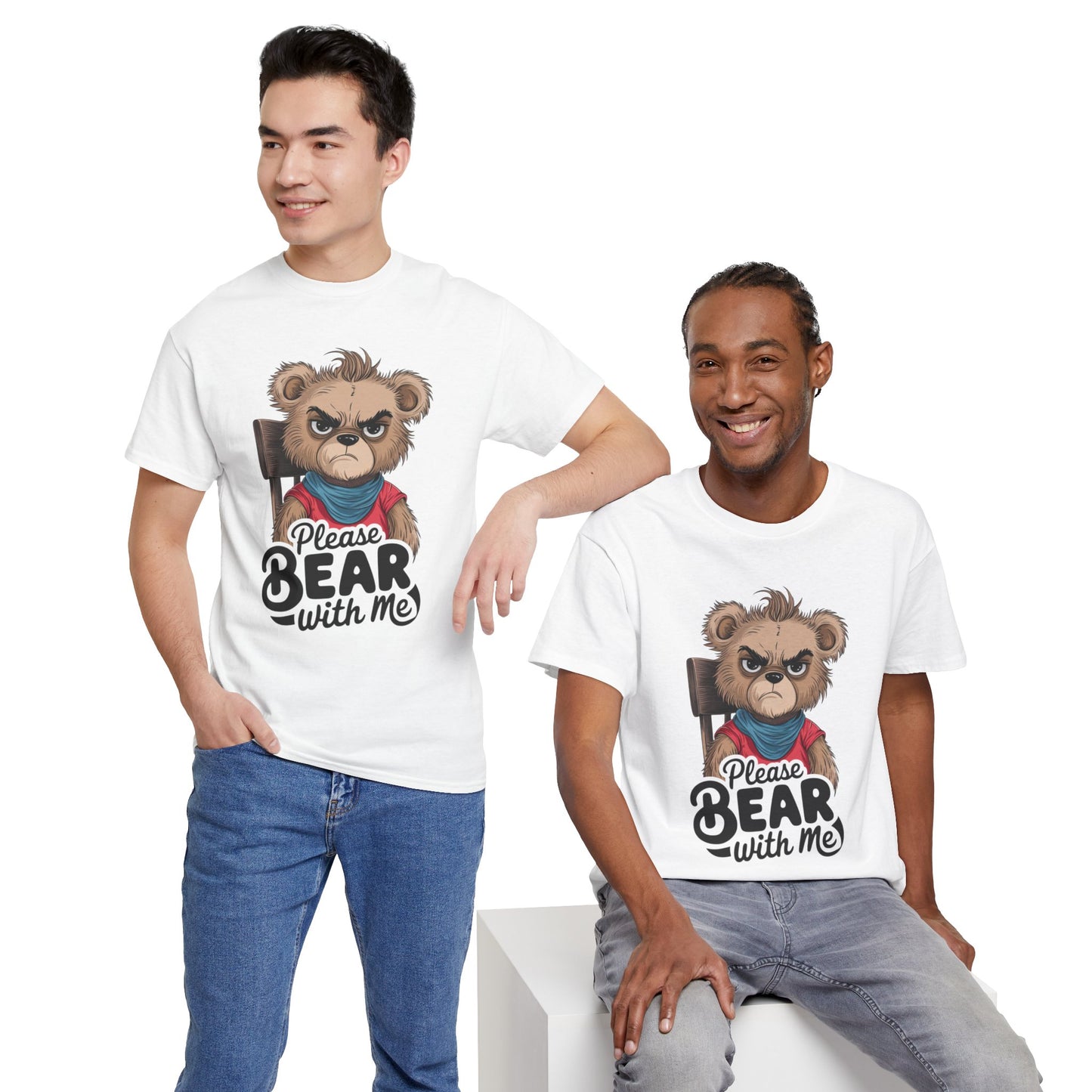 Grumpy Bear Graphic Tee – Please Bear With Me Shirt – Funny Animal T‑shirt – Sarcastic Humor Gift – Cute Bear Meme Art Tee