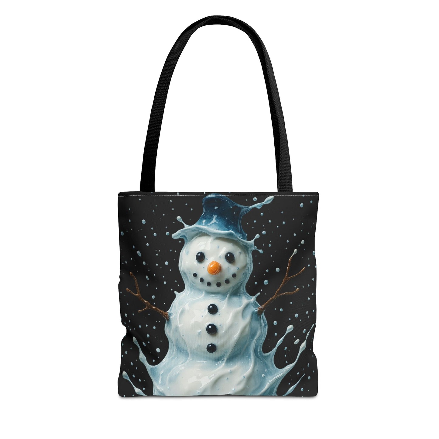 Winter Snowman Tote Bag, Festive Christmas Gift Bag, Holiday Shopping Tote, Snowy Season Accessory, Reusable Winter Art Bag For Everyday Use