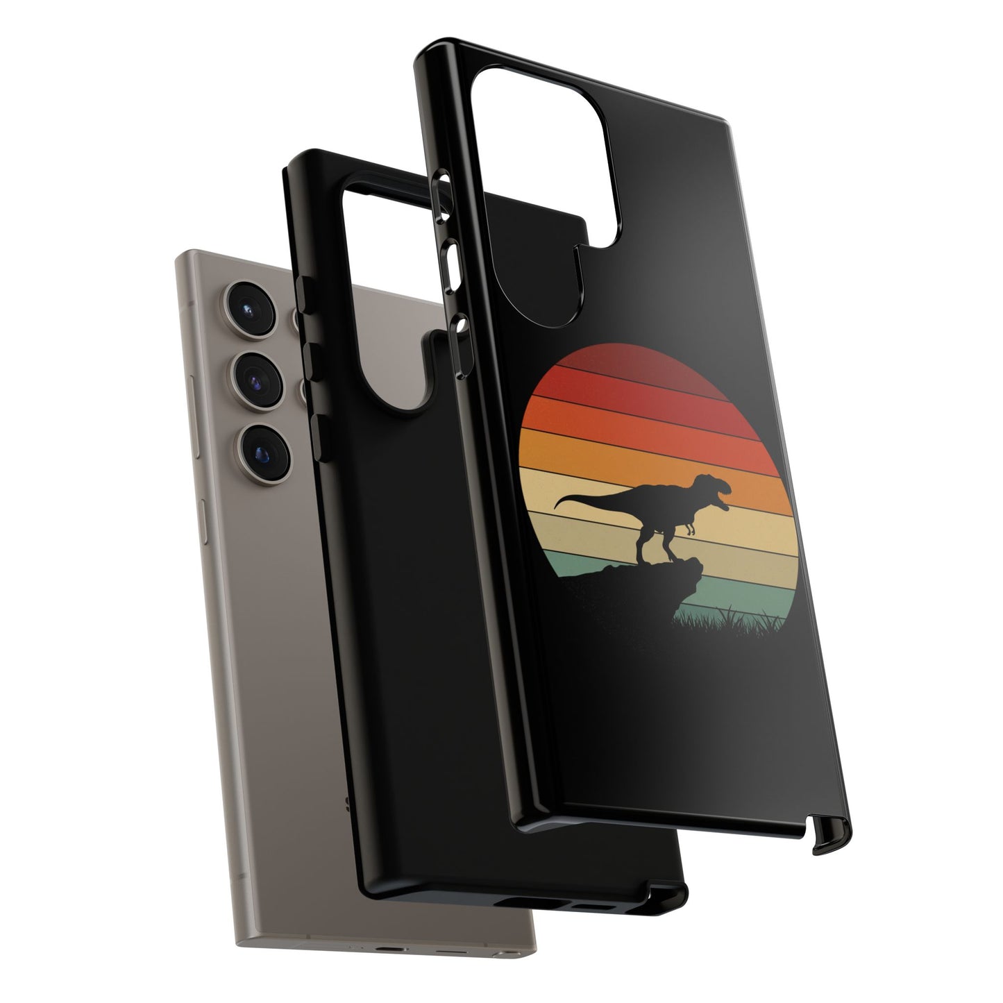Retro Sunset Dinosaur Samsung Case | T-Rex Silhouette Vintage Gradient Cover for Galaxy S25/S24/S23 Series Dinosaur Phone Case