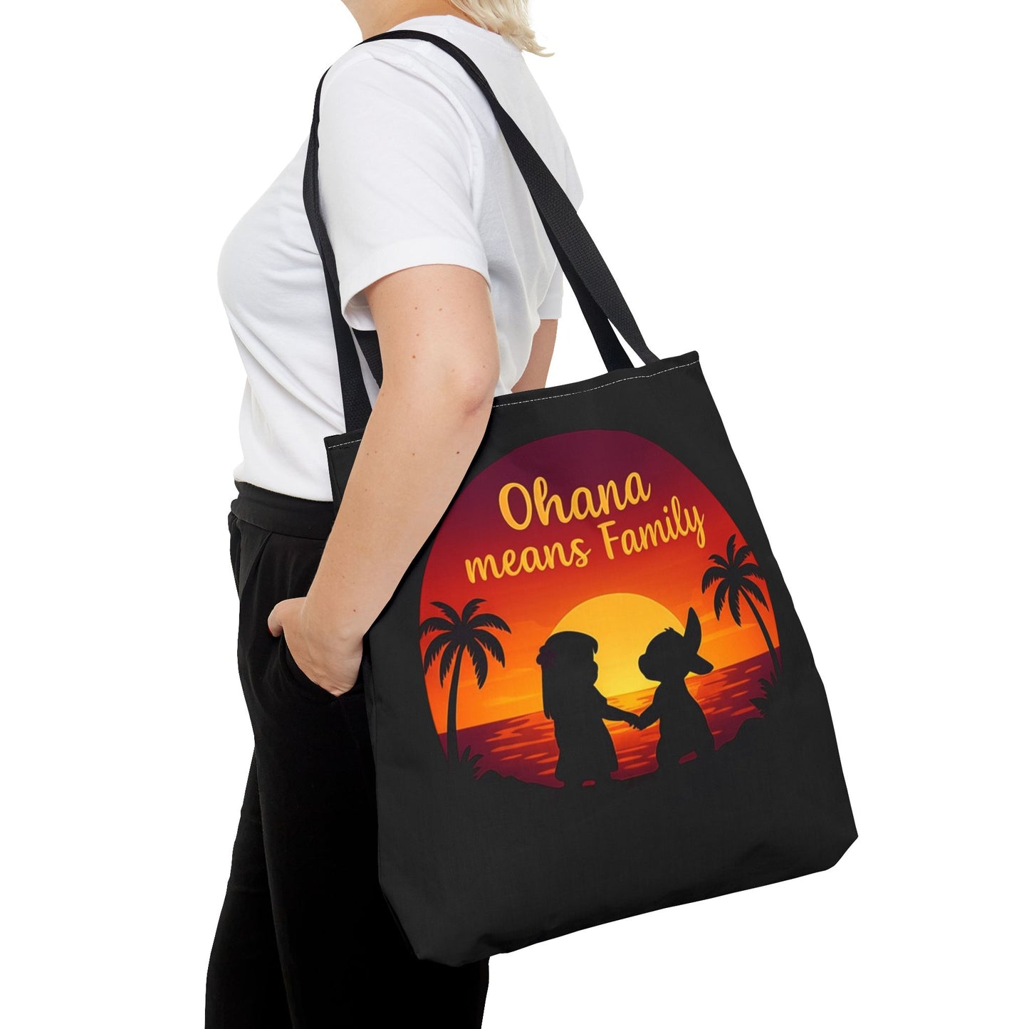 Ohana Means Family Tote Bag – Lilo and Stitch Inspired Bag, Hawaiian Quote, Disney Aesthetic Gift, Reusable Grocery or Beach Bag