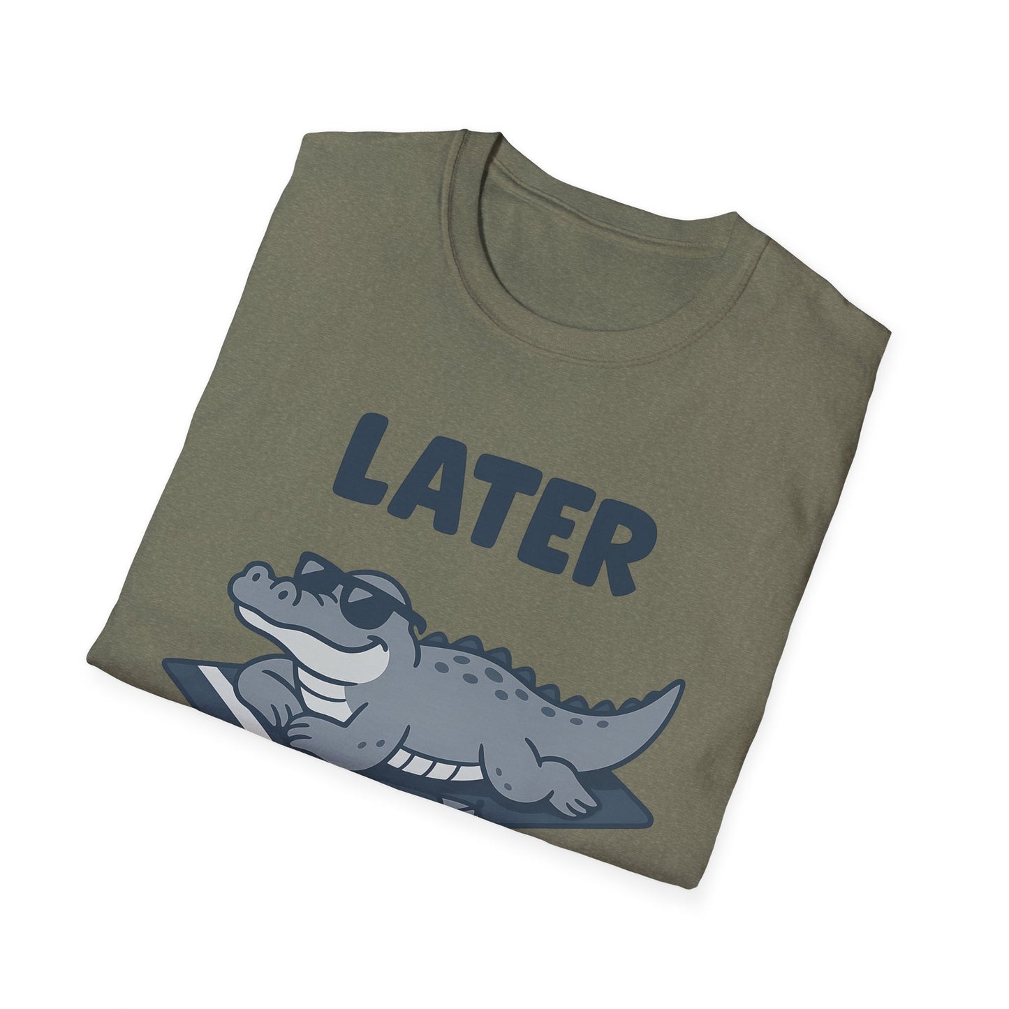 Later Gator Lounge Graphic Tee - Funny Alligator T-Shirt, Summer Vacation Humor, Cute Animal Tee, Relax Gift for Him and Her