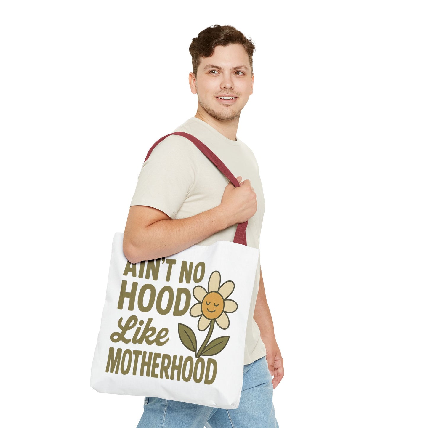 Motherhood Tote Bag with Flower Design Mother's Day Bag Tote for Mom Reusable Shopping Bag