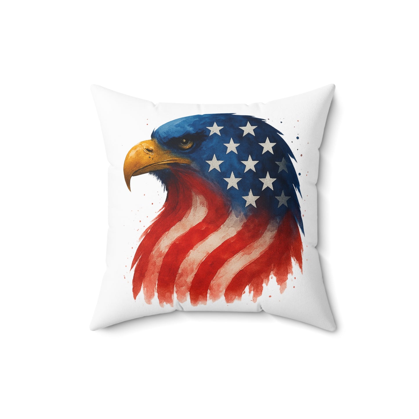 Patriotic Eagle Pillow - 100% Spun Polyester, Double-Sided, Cover and Insert, Hidden Zipper, Red White Blue, Fourth of July and Year-Round Decor
