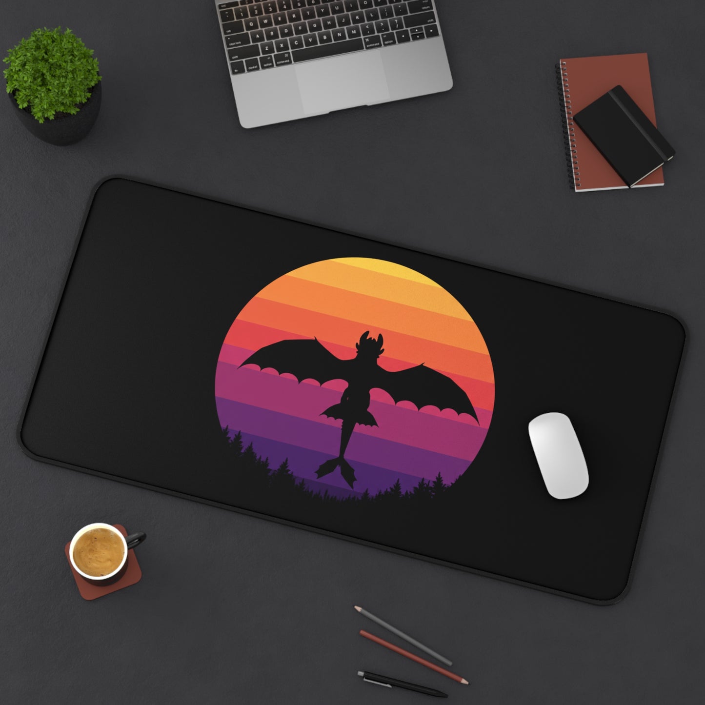 Dragon Desk Mat, Gaming Mouse Pad, Fantasy Desk Decor, Gothic Aesthetic Desk Pad, Gift for Gamer, Dragon Lover Office Decor