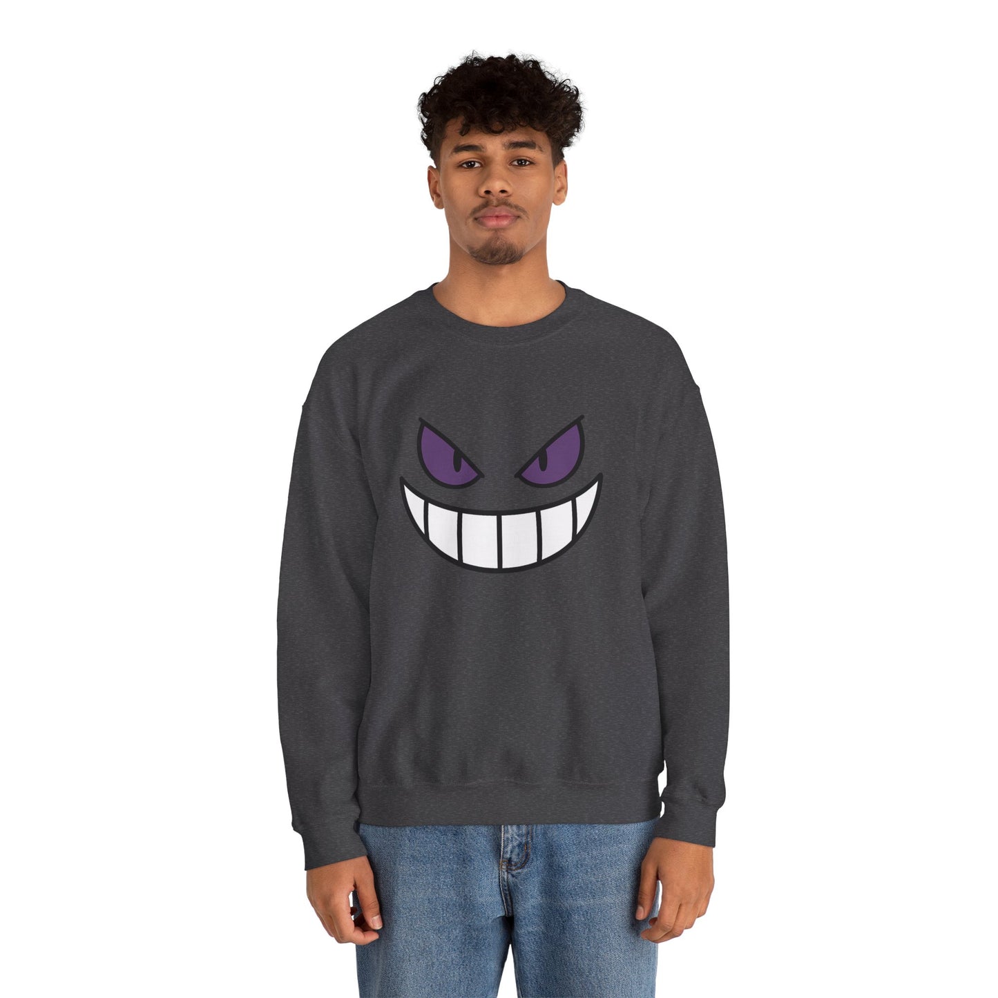 Sinister Grin Sweatshirt, Creepy Smile Crewneck, Dark Cartoon Face Sweatshirt, Halloween Gothic Sweatshirt, Spooky Grin Pullover