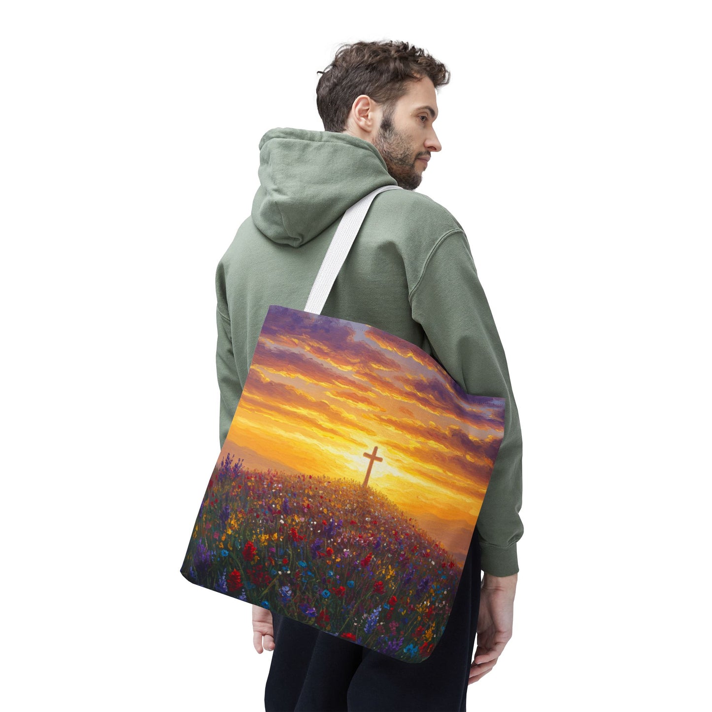 Cross Painted Tote Bag Christian Bag Inspirational Tote Spiritual Bag Religious Tote Bag