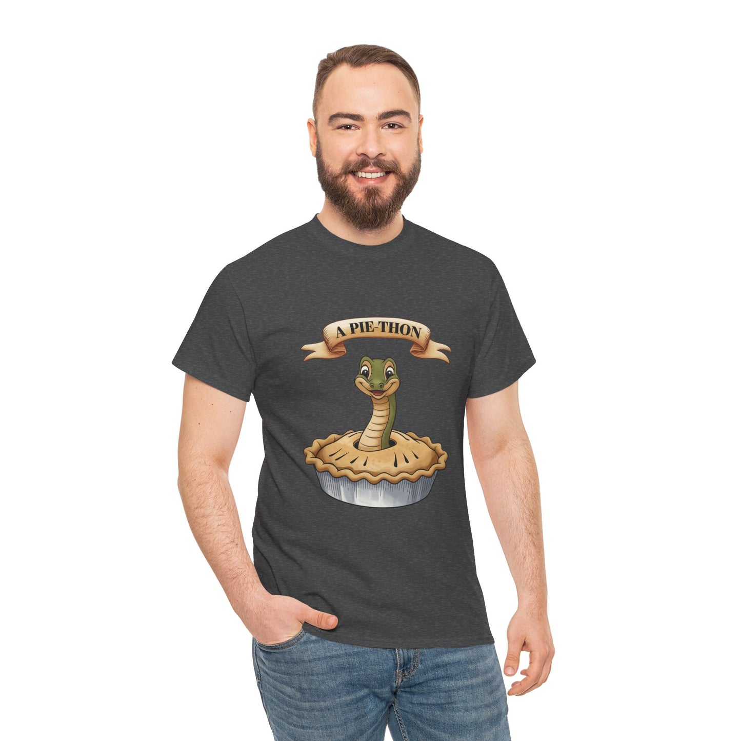 A Pie-Thon Funny Snake Pun Shirt – Cute Animal Joke T-Shirt – Quirky Graphic Tee for Pun Lovers, Reptile Fans, and Unique Gift Ideas