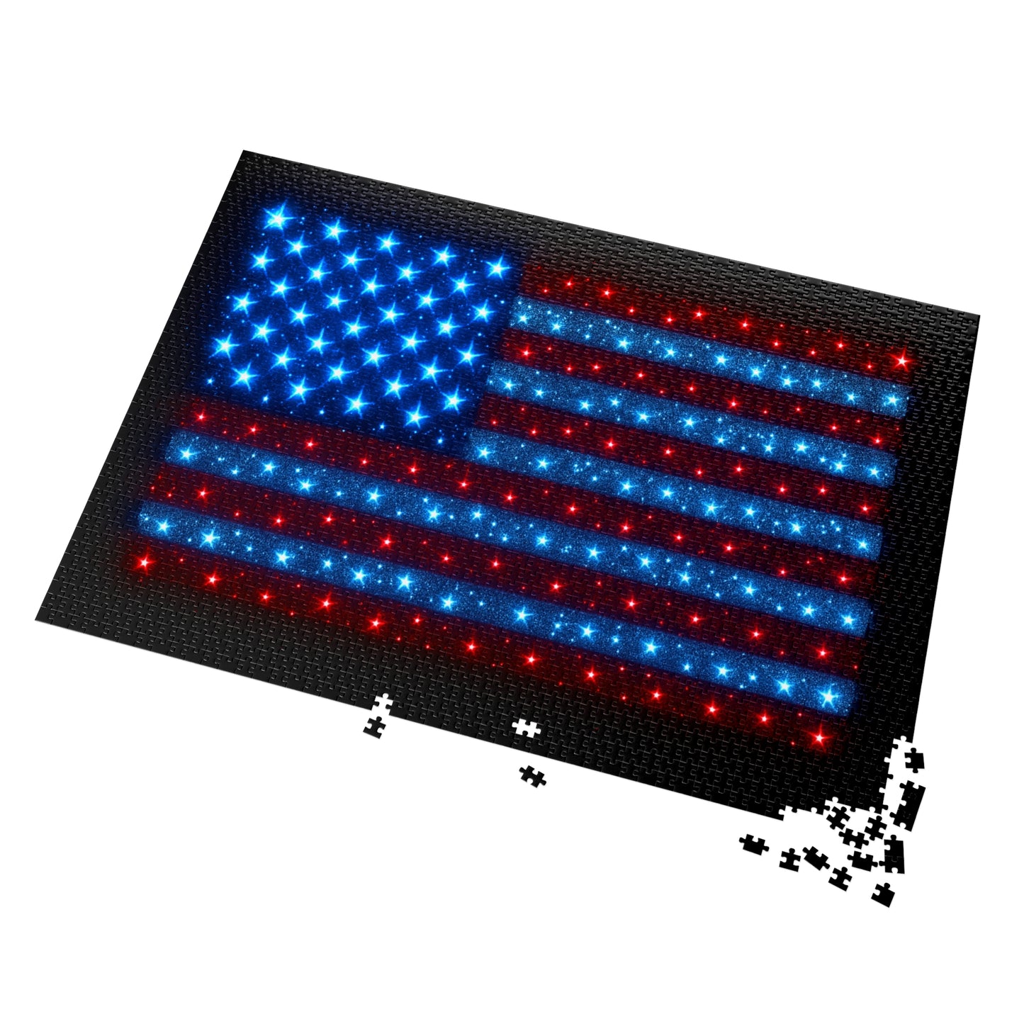 Bioluminescent USA Flag Jigsaw Puzzle - Patriotic Cosmic Puzzle 252-2000PC - Starry Red White Blue Home Decor Family Game Night Gift