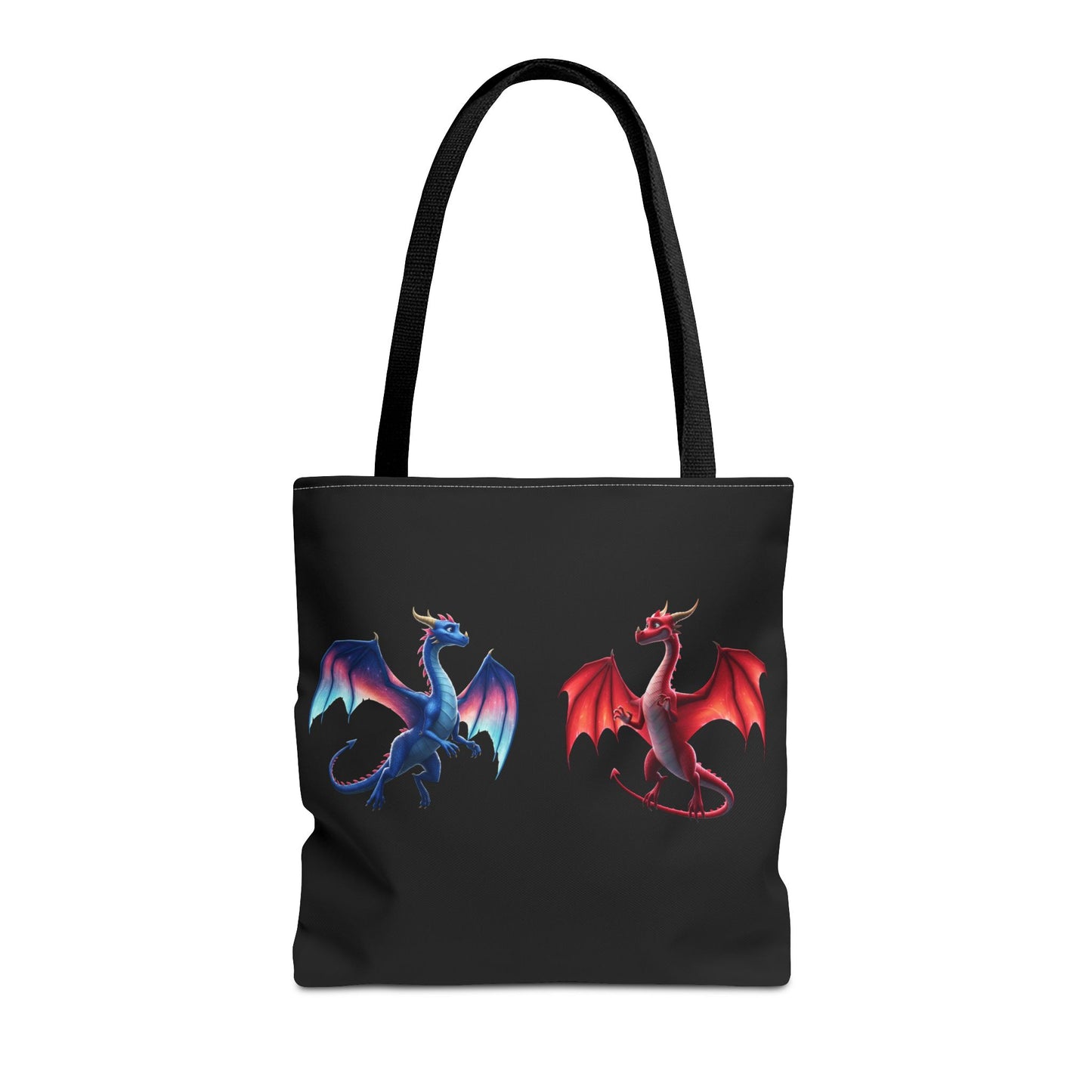 Double-Sided Fantasy Dragon Tote Bag - Cute Green & Blue-Red Dragons, Eco Canvas Book Lover Gift, Reusable Shopping Tote