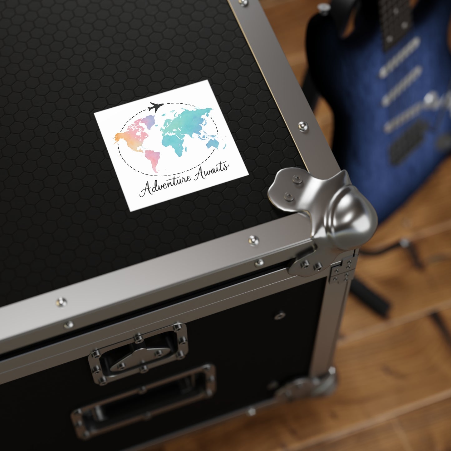 Watercolor Adventure Awaits World Map Sticker - Travel Vinyl Laptop Decal, Wanderlust Gift, Waterproof Aesthetic Globe Sticker
